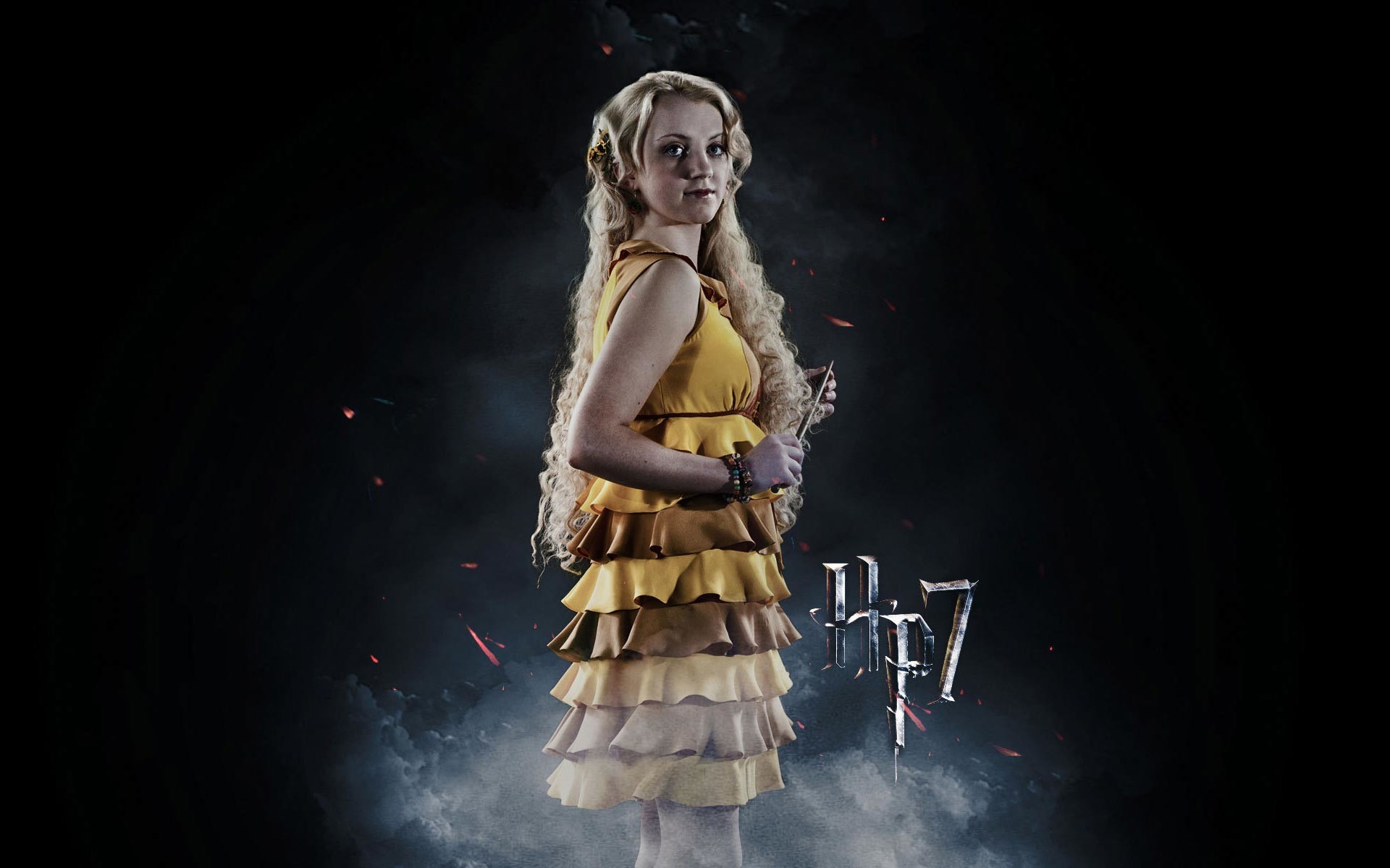 Luna Lovegood, Evanna Lynch, Harry Potter e i Doni della Morte, Abito giallo, sfondo desktop