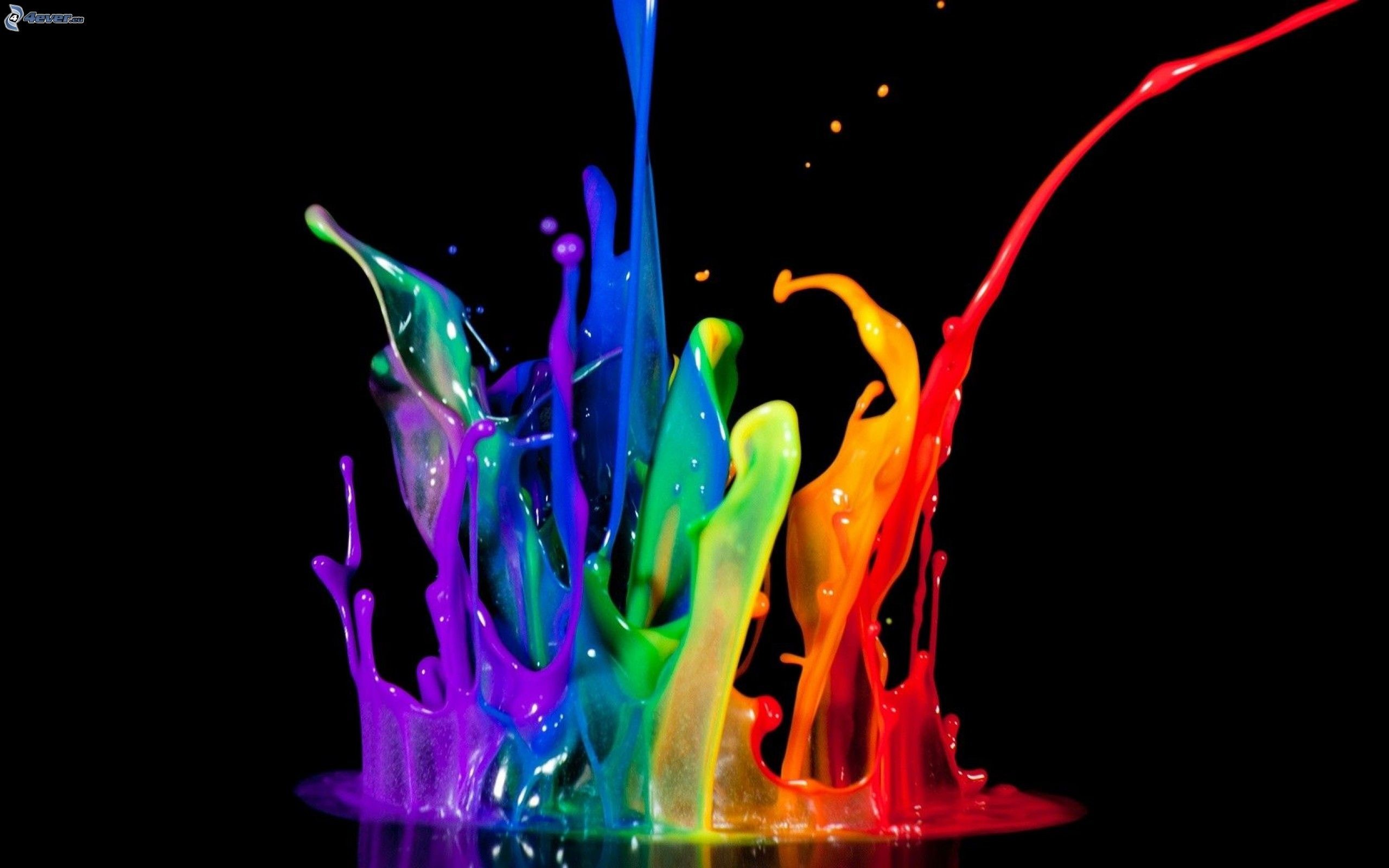 Spruzzi di vernice, Colori arcobaleno, Sfondo nero, 2560x1600, wallpaper desktop