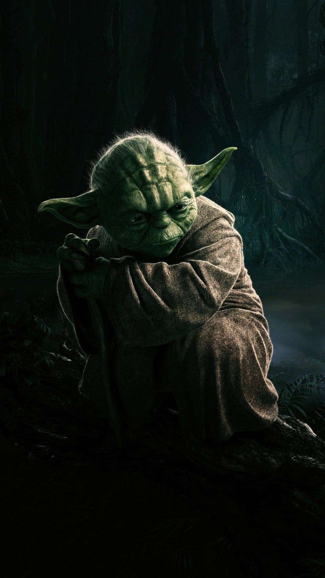 Yoda, Star Wars, Jedi, Sfondo scuro, wallpaper Android