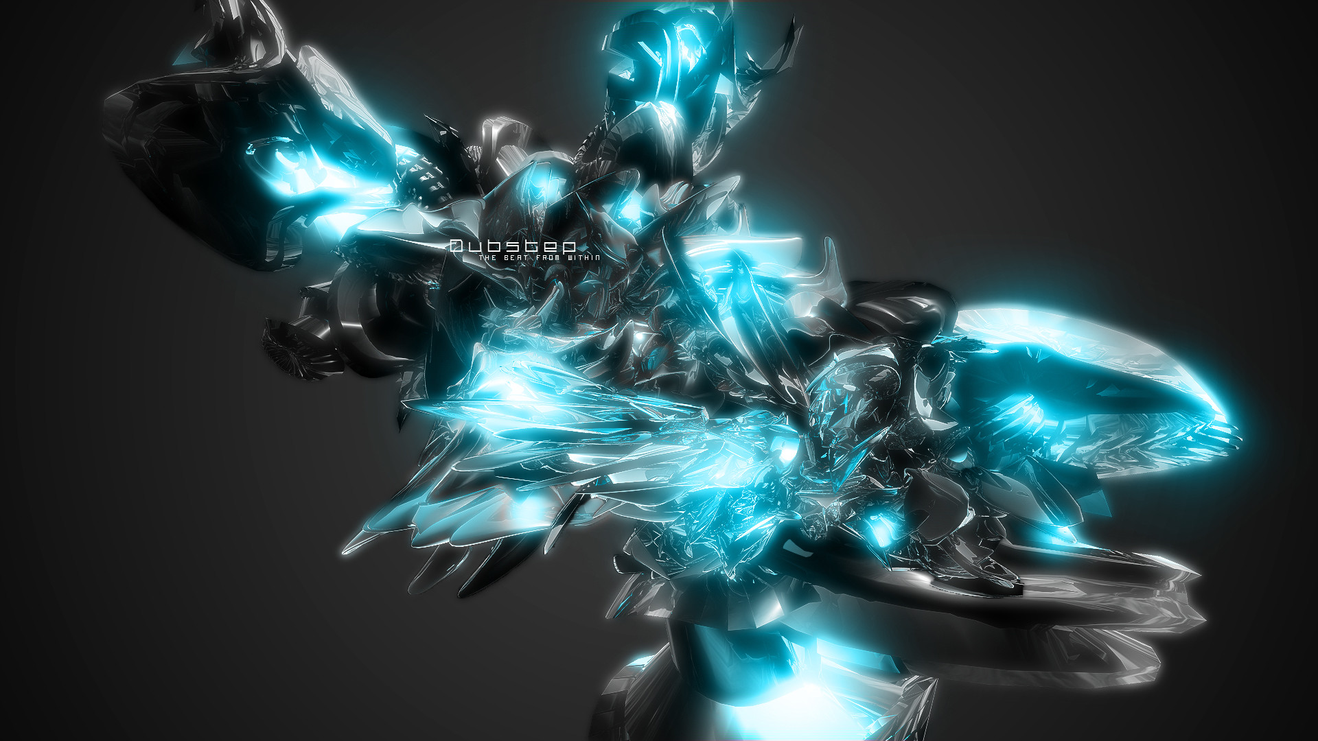 Arte astratta 3D, Azzurro neon, Rendering 3D, Sfondo grigio, wallpaper PC