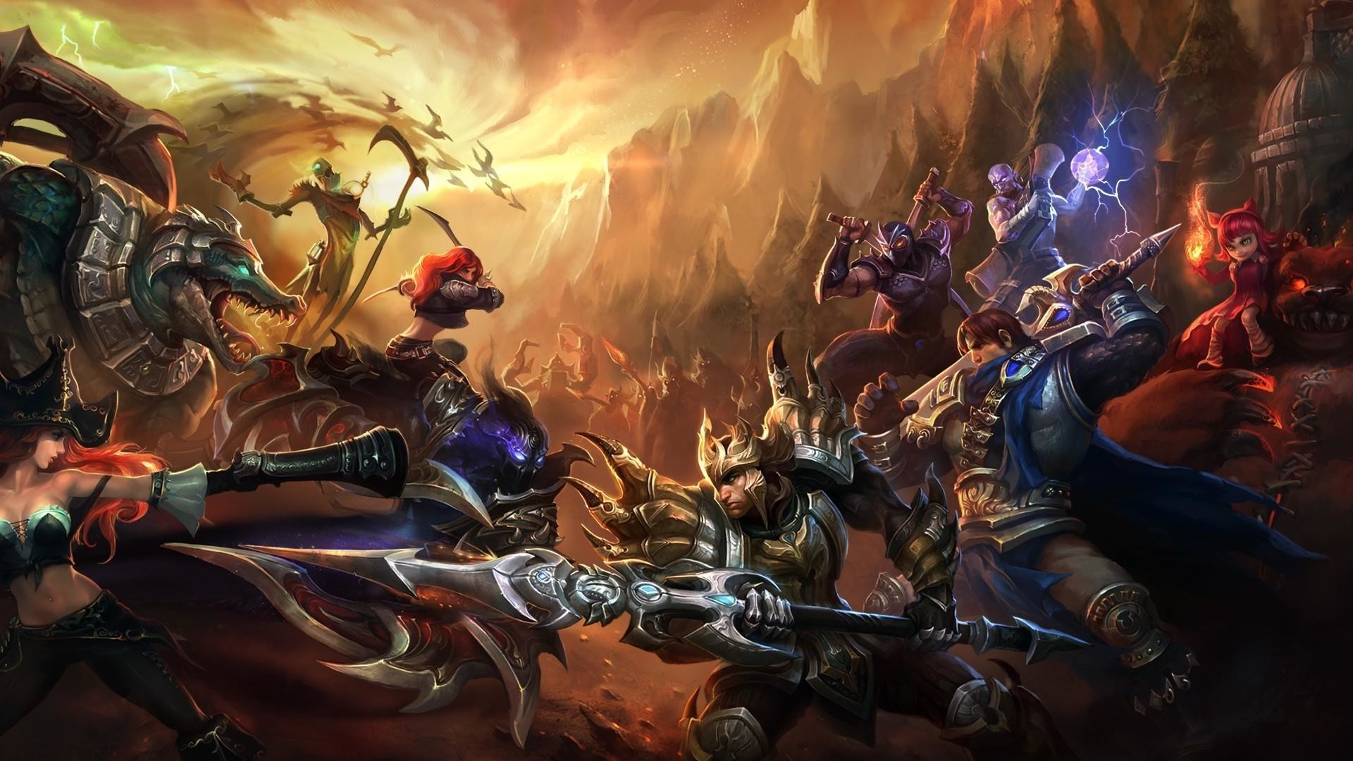League of Legends, Campioni, Battaglia, Canyon, Full HD, sfondo per PC e portatile