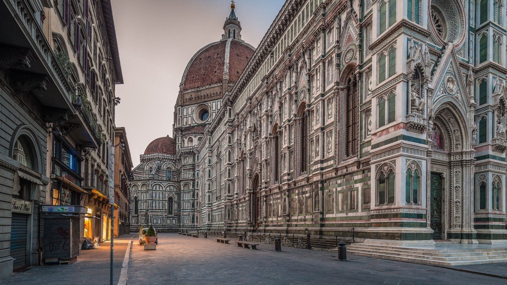 Duomo di Firenze, Santa Maria del Fiore, Firenze, Italia, Piazza, sfondo desktop Full HD