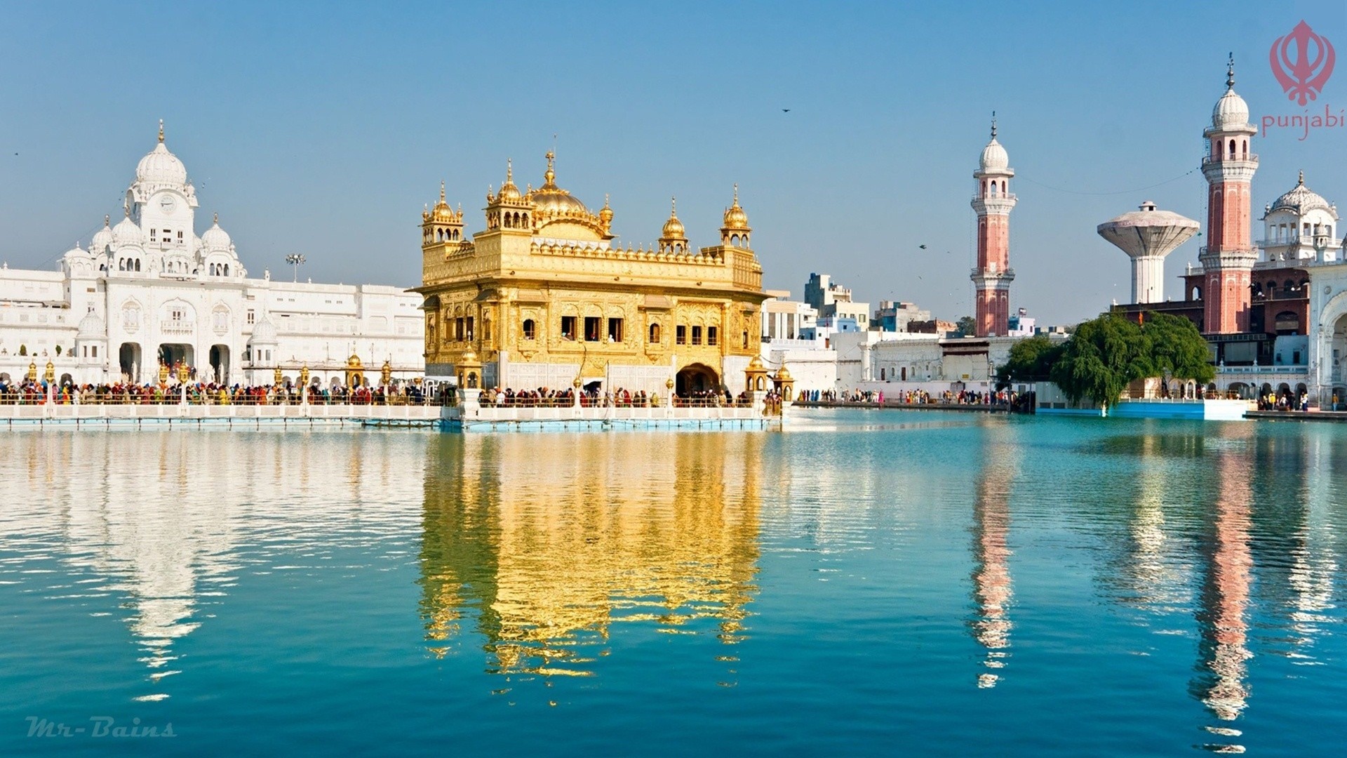 Tempio d'Oro, Harmandir Sahib, Amritsar, India, Riflesso, 1920x1080, sfondo per PC