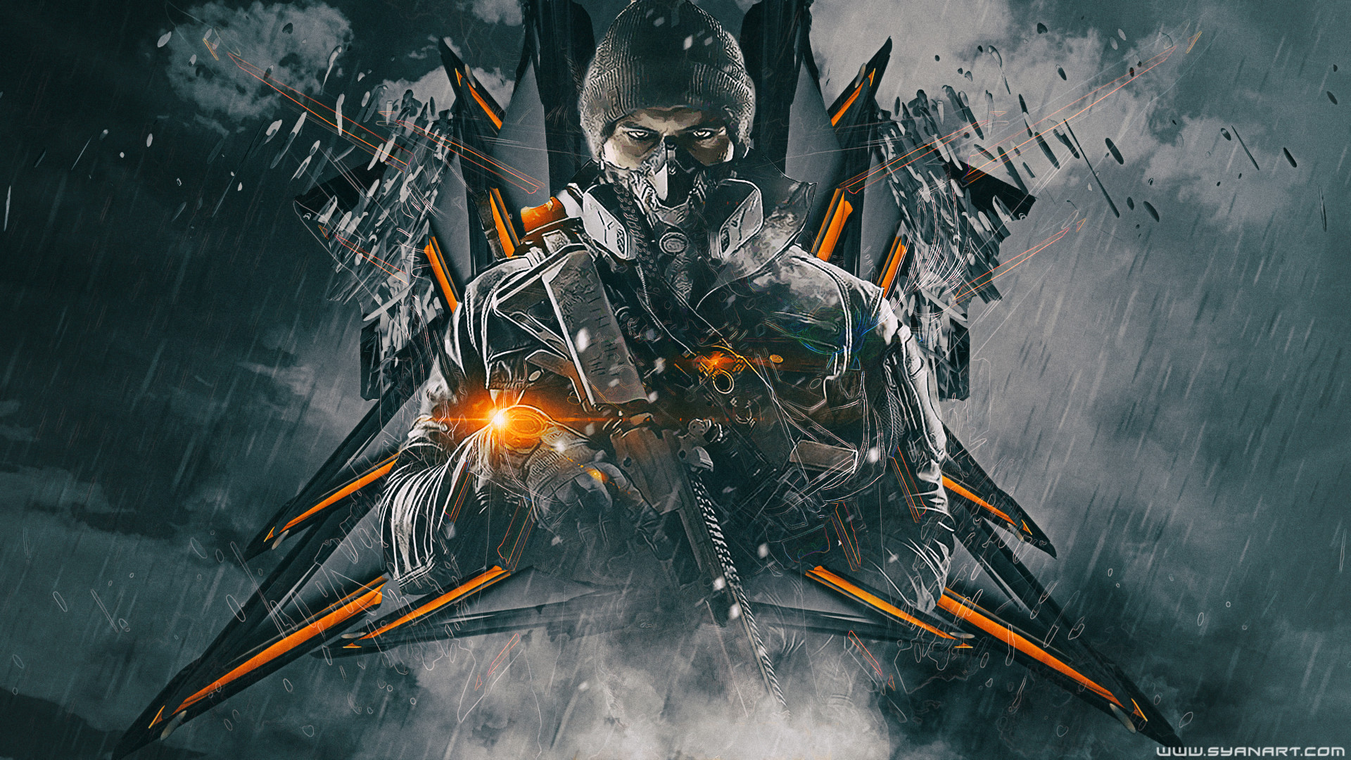 Tom Clancy's The Division, Agente, Fan art, Arancione, 16:9 Full HD, sfondo widescreen
