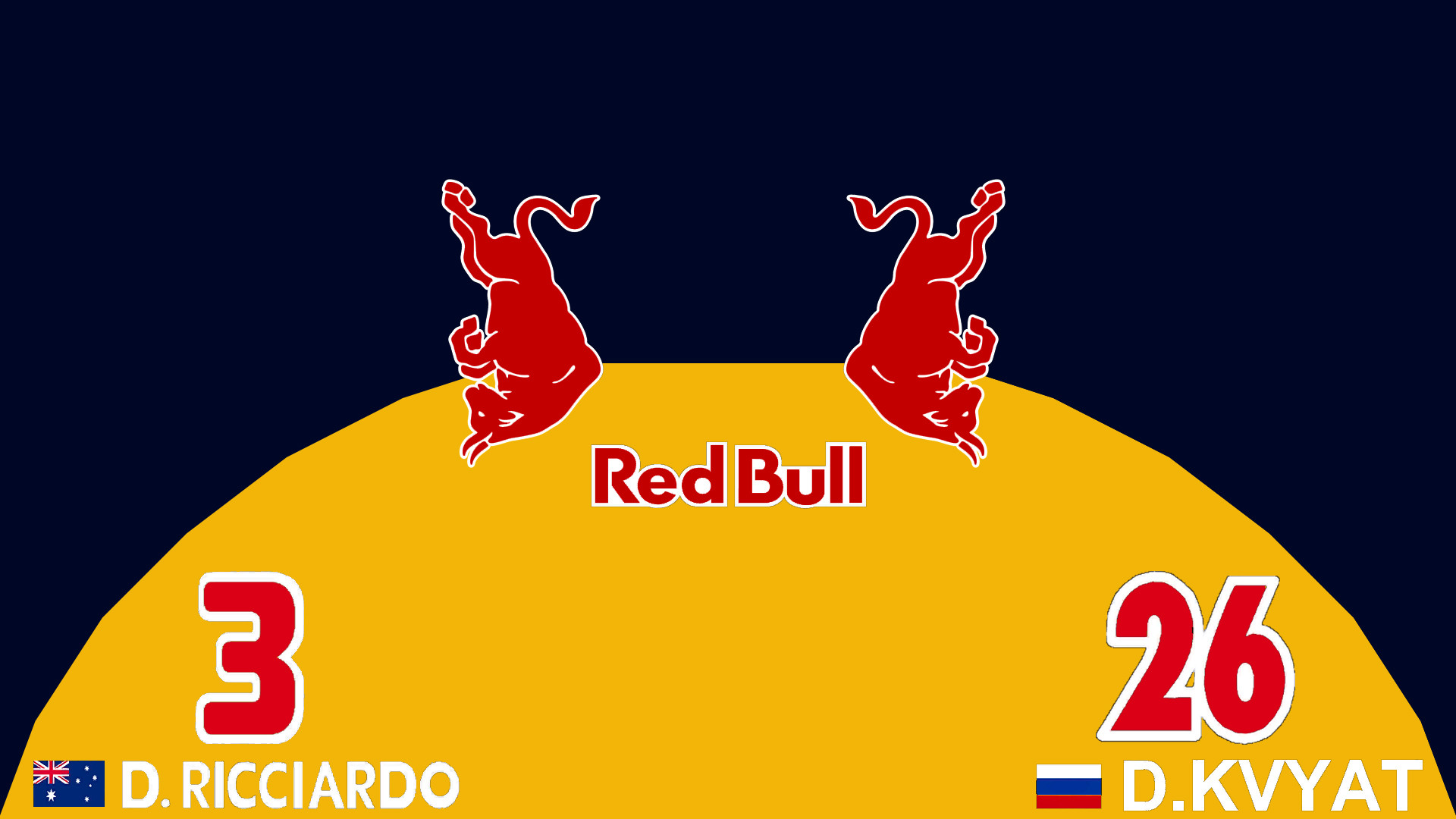 Red Bull Racing, Daniel Ricciardo, Daniil Kvyat, Logo, 1920x1080, sfondo per PC
