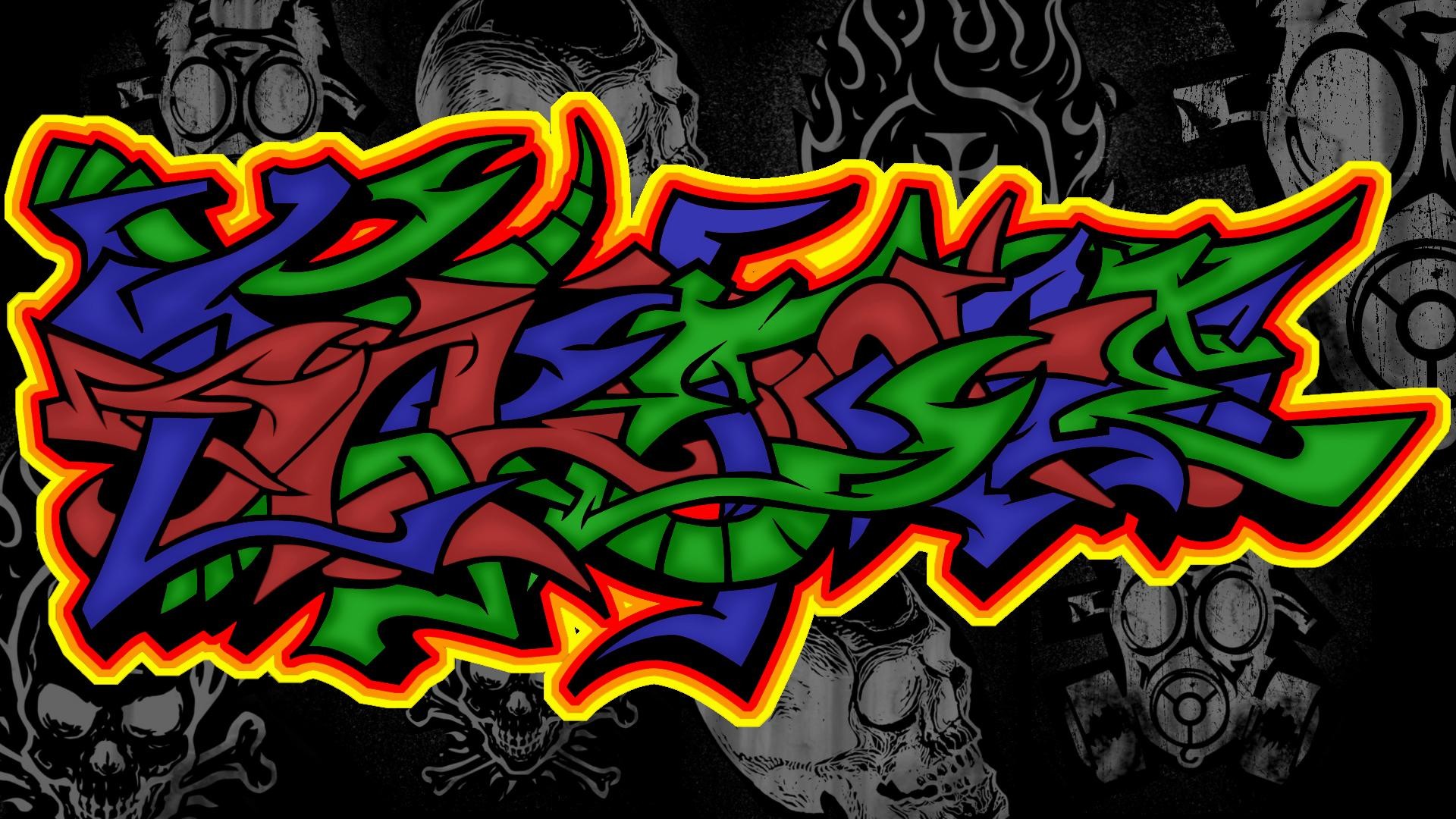 Graffiti, Lettering, Wildstyle, Teschi, Colori vivaci, 1920x1080, immagine di sfondo