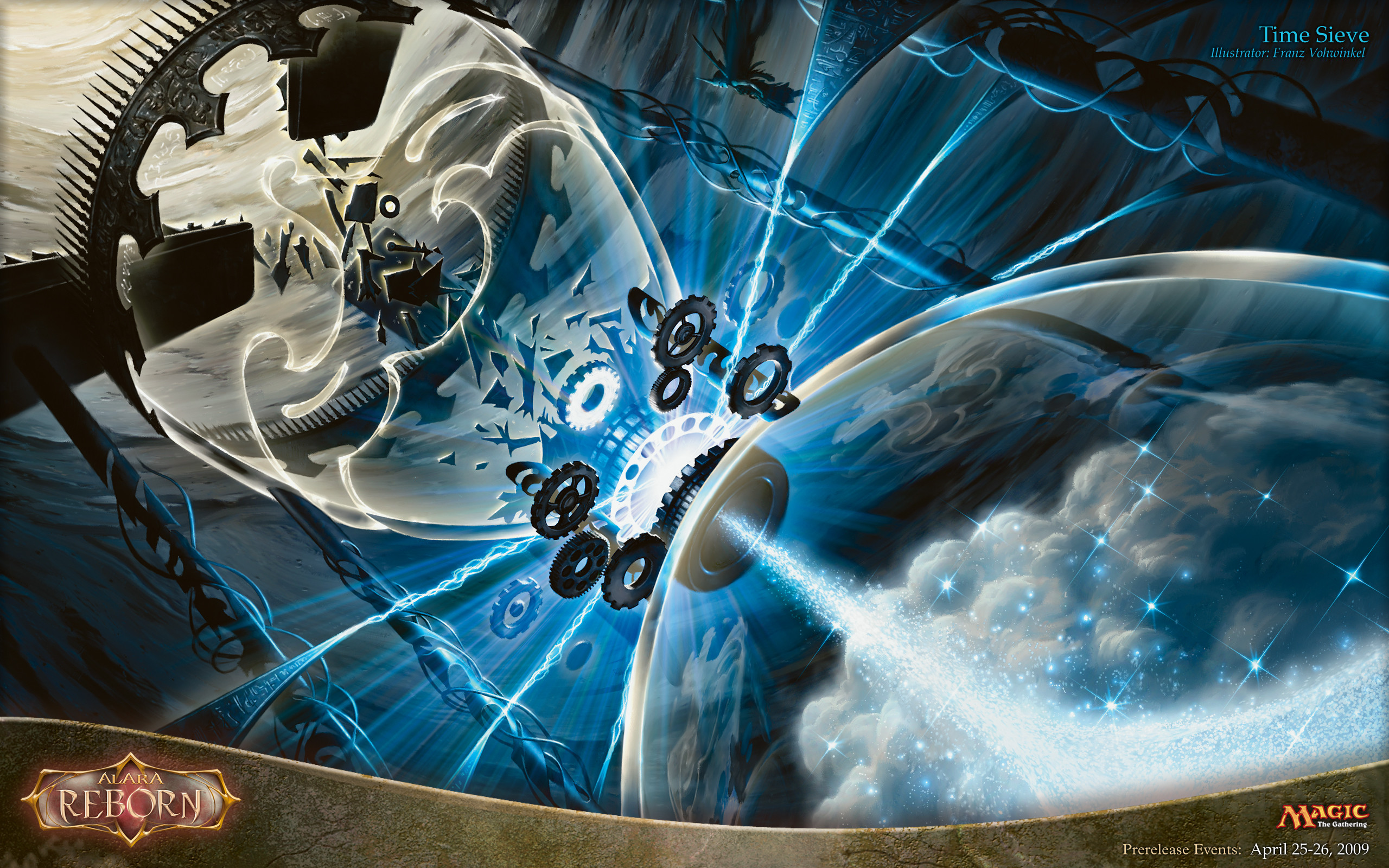 Time Sieve, Alara Reborn, MTG, Ingranaggi, Blu, 2560x1600, sfondo MacBook Pro