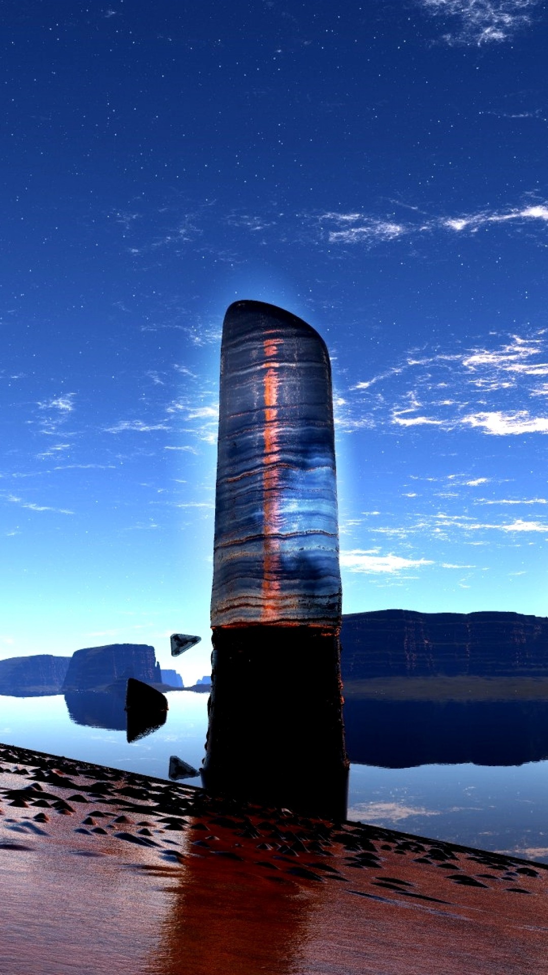 Torre, Cielo blu, Arte digitale, Surreale, Full HD, sfondo per smartphone