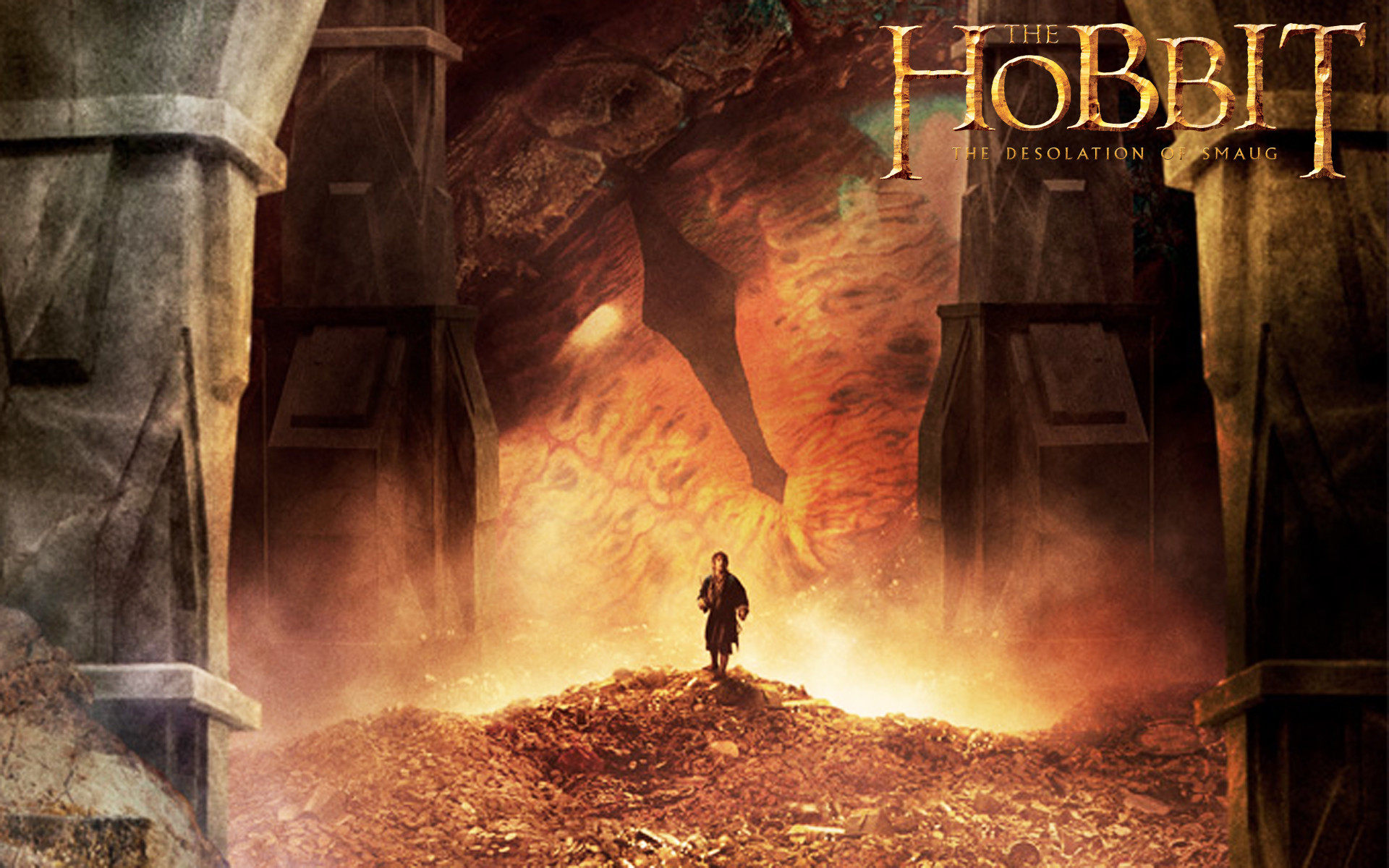 Smaug, Bilbo Baggins, Erebor, Tesoro, Lo Hobbit: La desolazione di Smaug, sfondo 16:10 Full HD