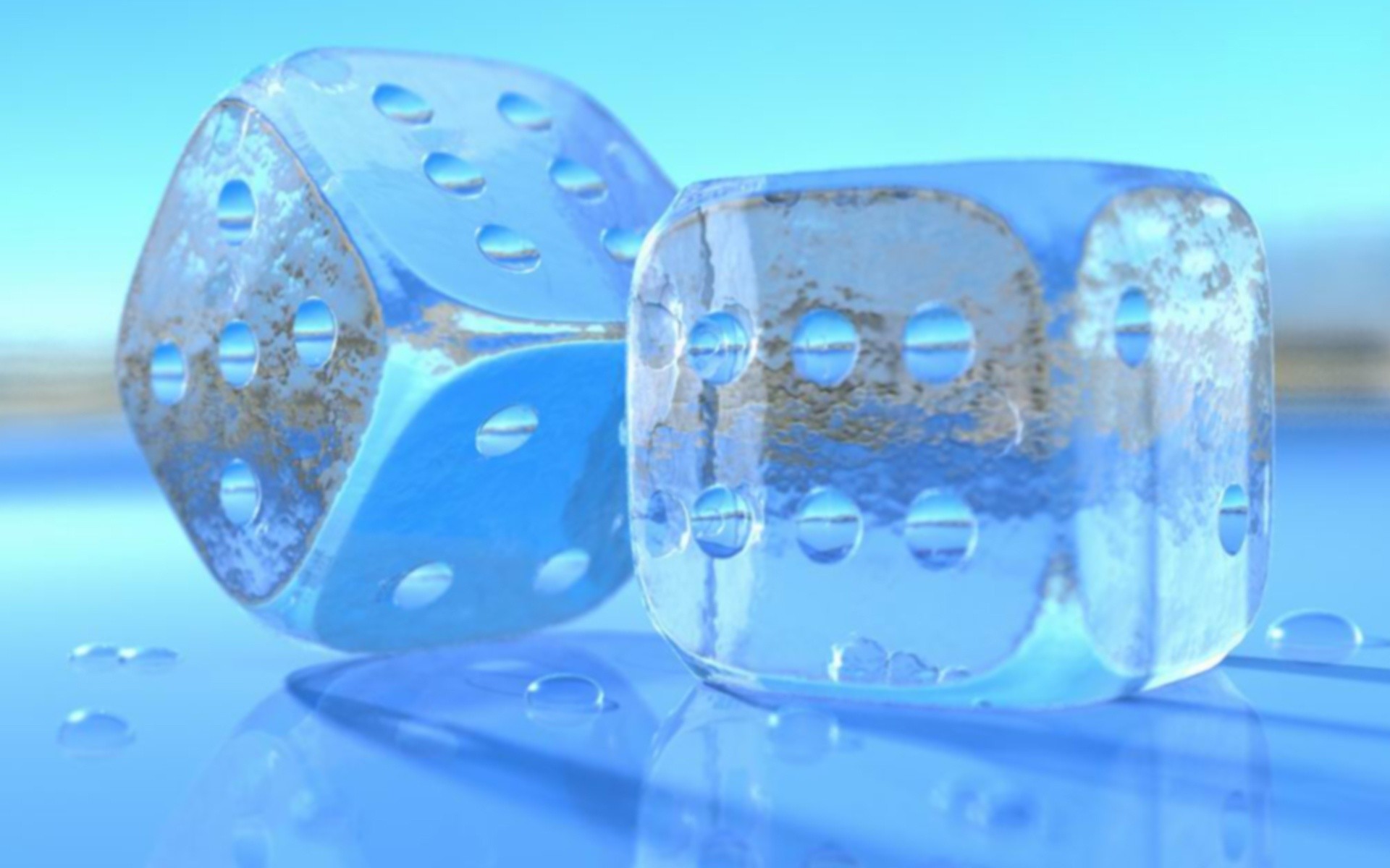 Dadi di ghiaccio, Dadi, Azzurro, Rendering 3D, 16:10 Full HD, sfondo widescreen