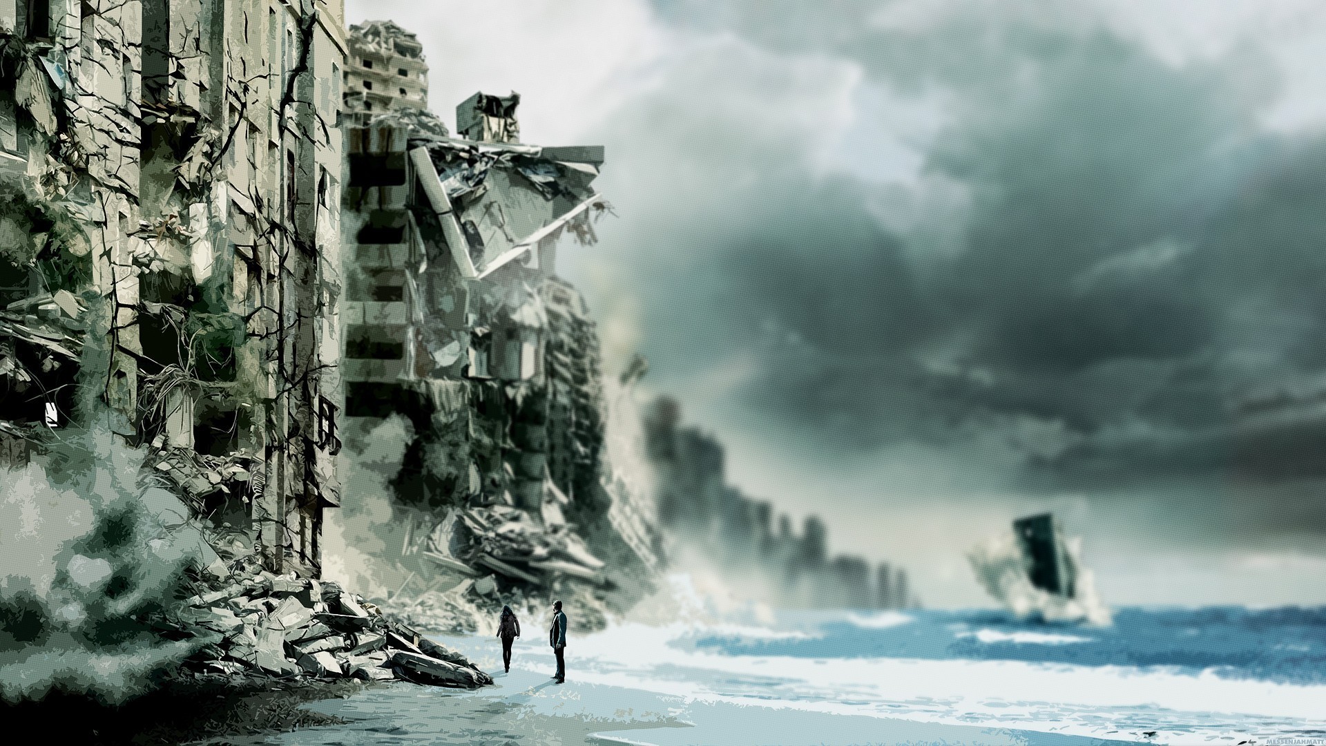 Inception, Limbo, Spiaggia, Edifici crollati, 1920x1080, immagine di sfondo