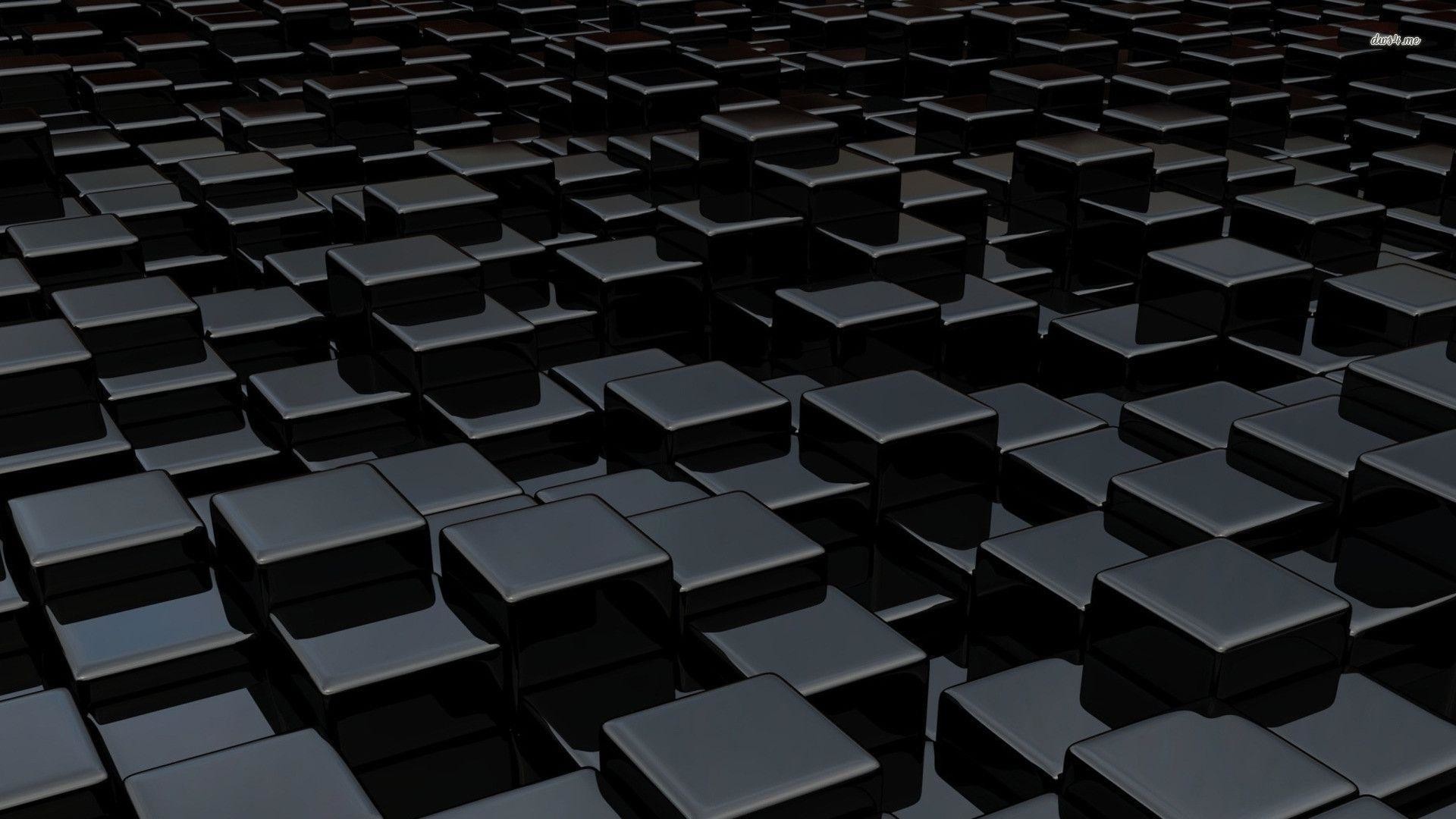 Cubi neri, Rendering 3D, Superficie, Full HD, sfondo per PC
