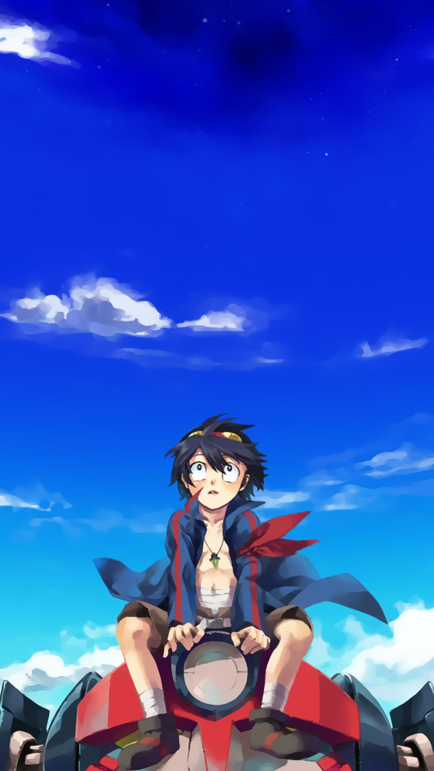 Simon, Lagann, Gurren Lagann, Cielo azzurro, QHD+, sfondo per smartphone