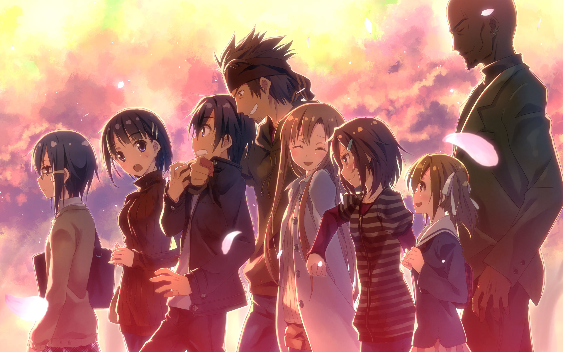 Kirito, Asuna, Klein, Agil, Sword Art Online, Gruppo, Full HD, sfondo per PC e portatile