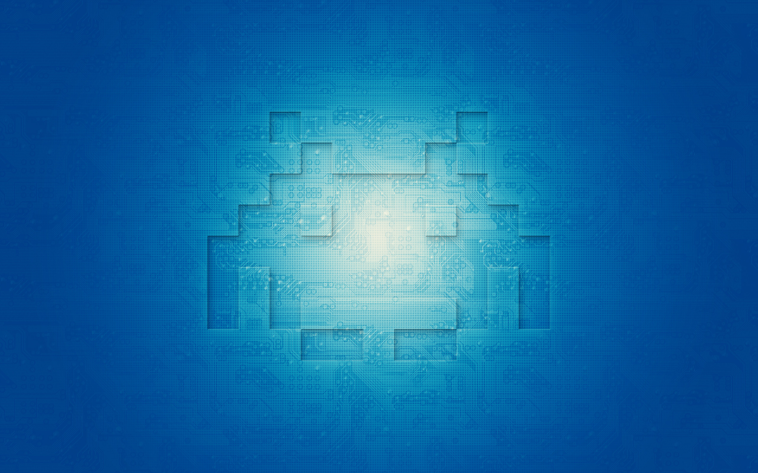Space Invaders, Pixel art, Blu, Luce, 2560x1600, sfondo per PC