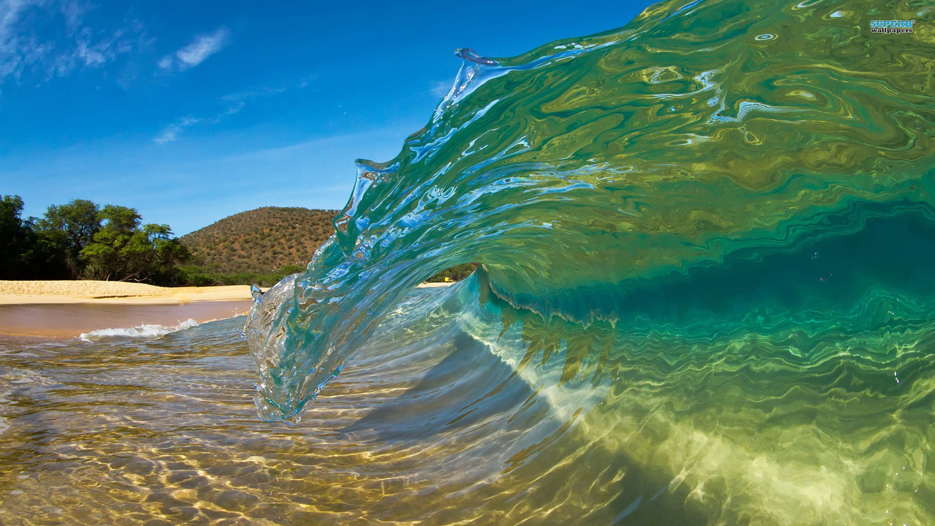 Onda, Spiaggia, Acqua cristallina, 1920x1080, immagine di sfondo