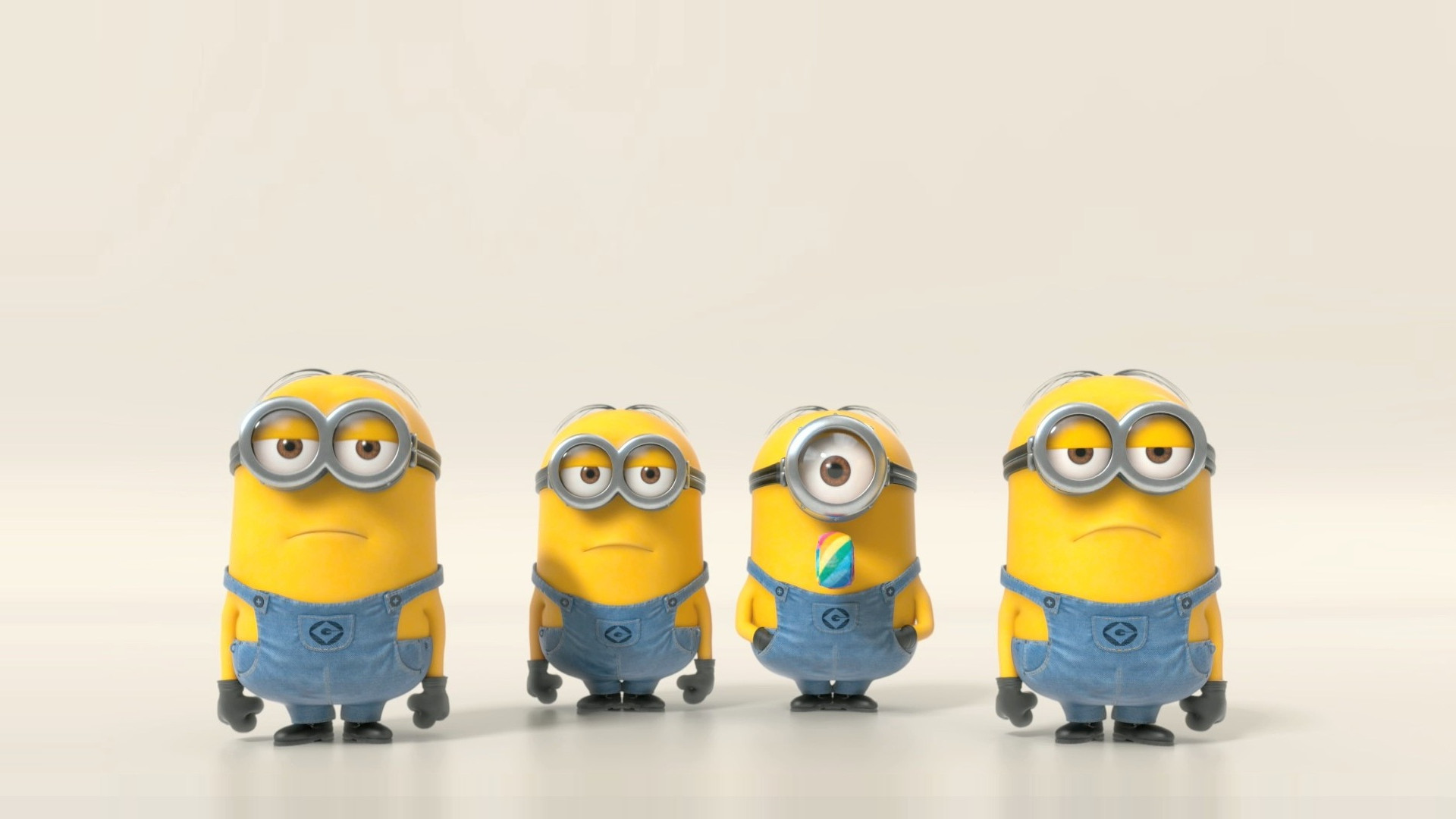 Minion, Cattivissimo me, Gruppo di Minion, Sfondo beige, wallpaper Android