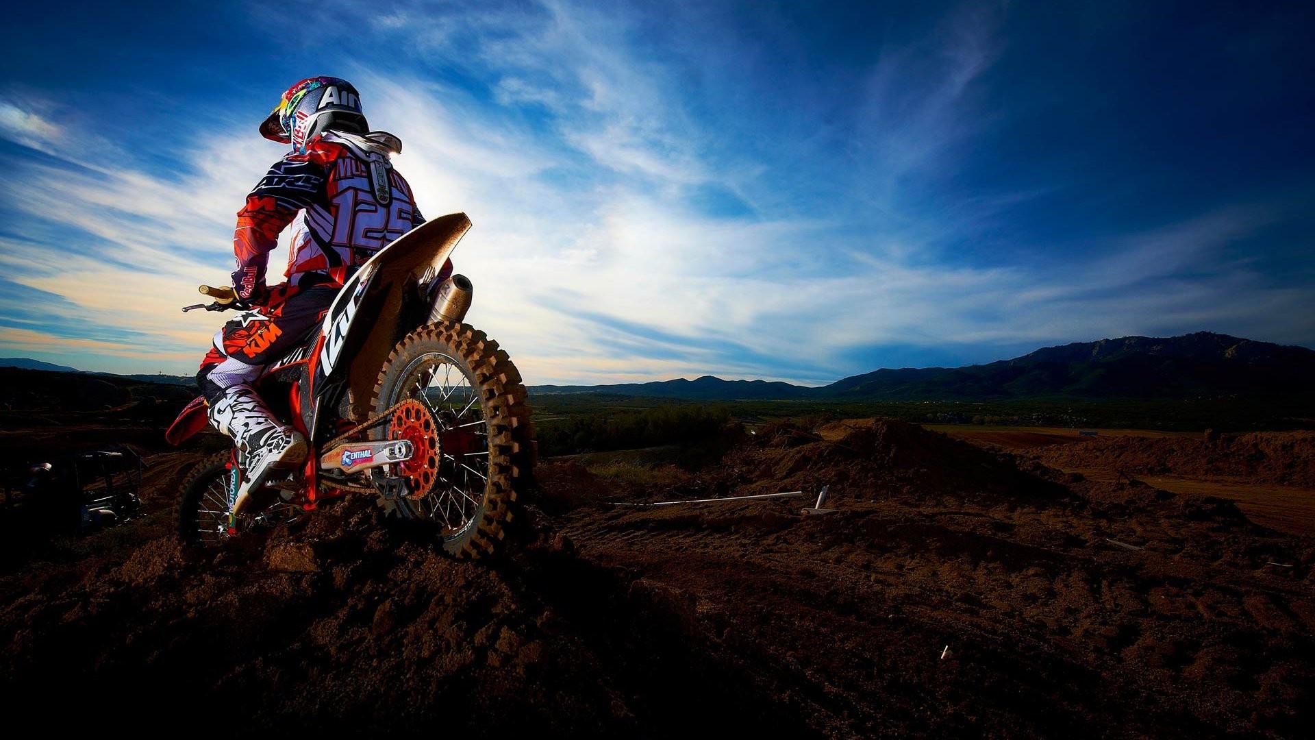Motocross, Pilota, Tramonto, Cielo, Full HD, sfondo Windows 11
