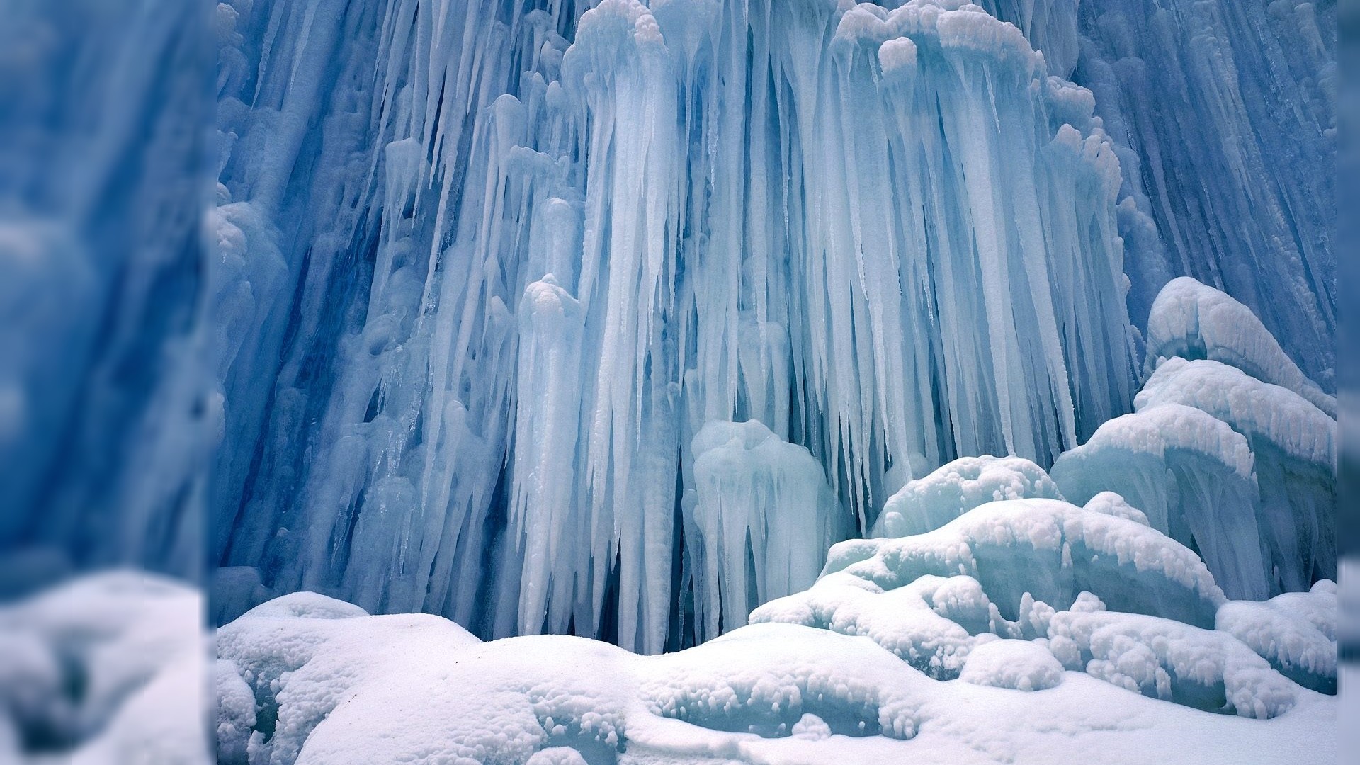 Cascata ghiacciata, Ghiaccioli, Ghiaccio, Blu, Full HD, sfondo per PC e portatile