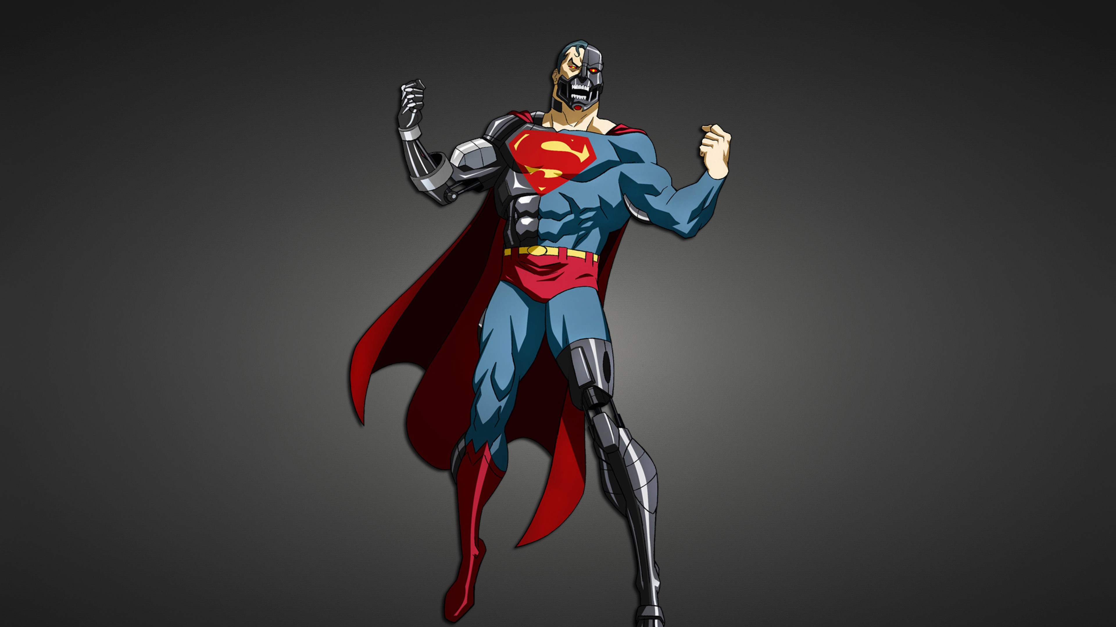 Superman, Cyborg, DC Comics, Sfondo grigio, 4K, wallpaper desktop