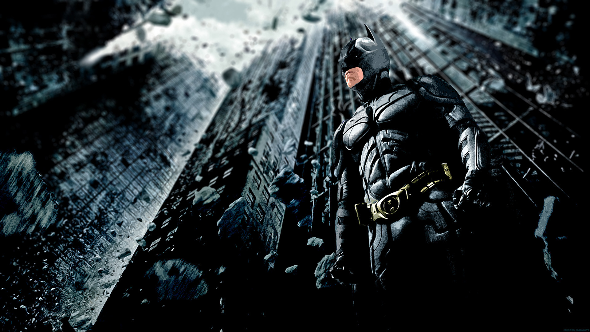 Batman, Il cavaliere oscuro - Il ritorno, Grattacieli, Crollo, Poster, sfondo 1920x1080 per PC