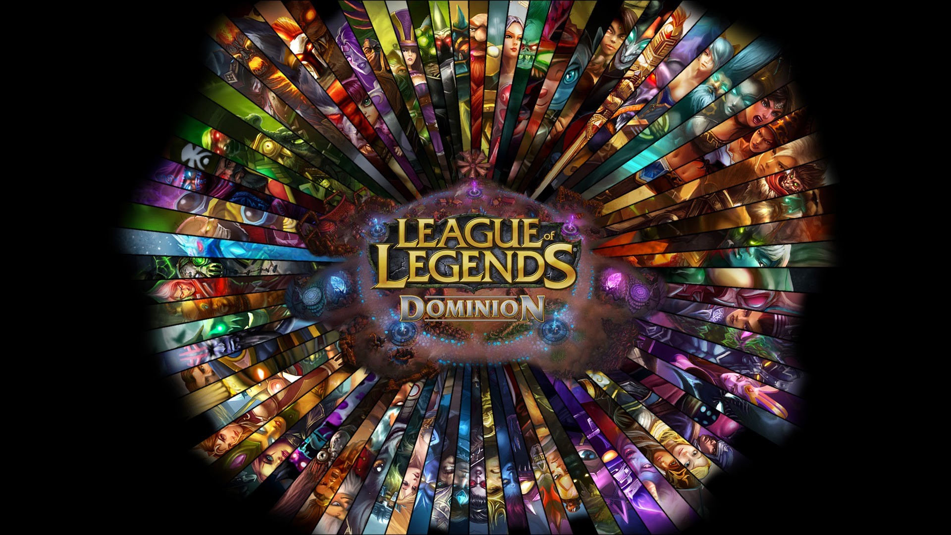 League of Legends, Dominion, Logo, Campioni, Collage, 16:9 Full HD, sfondo widescreen