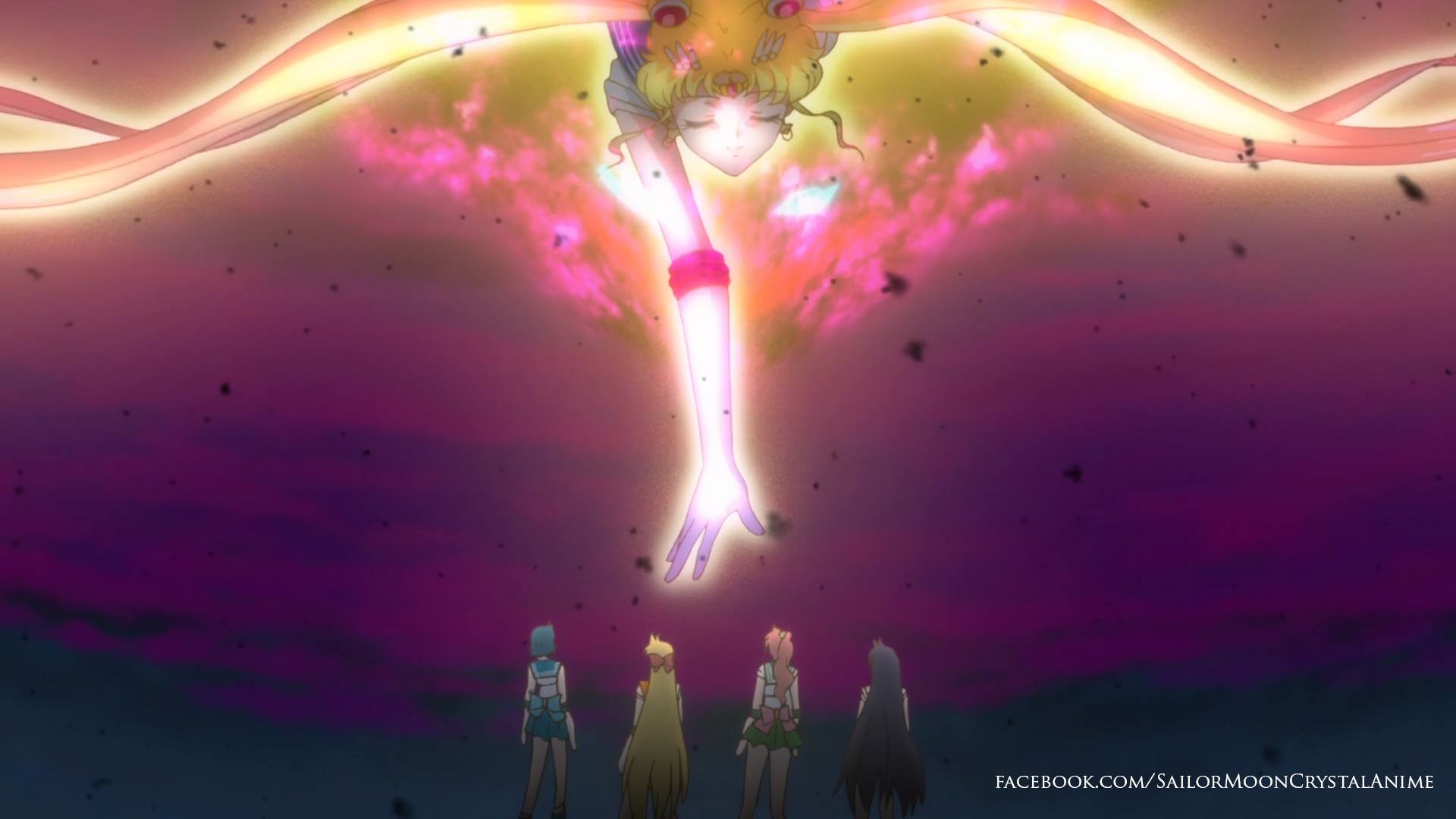 Sailor Moon Crystal, Luce rosa, Cielo viola, Full HD, sfondo Windows 11