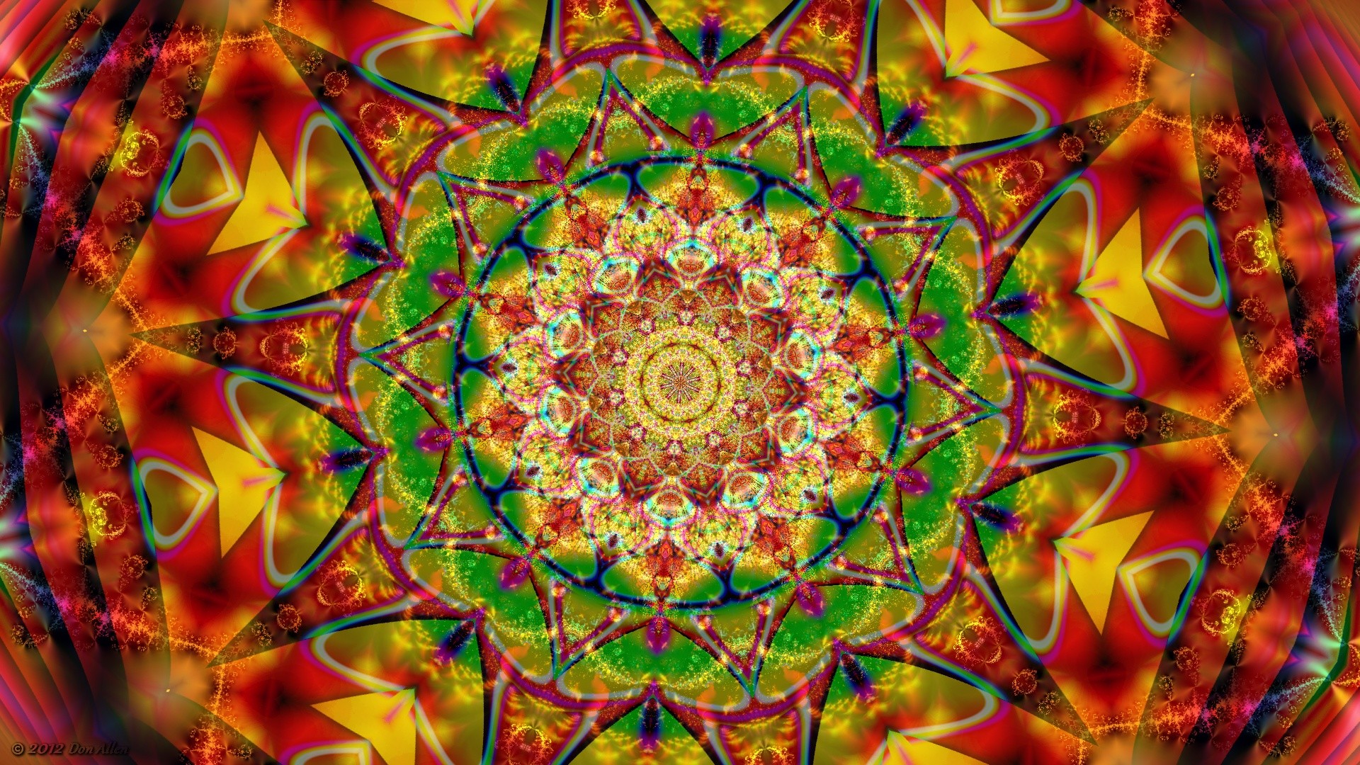 Caleidoscopio, Mandala, Frattale, Colori vivaci, Full HD 1080p, sfondo desktop