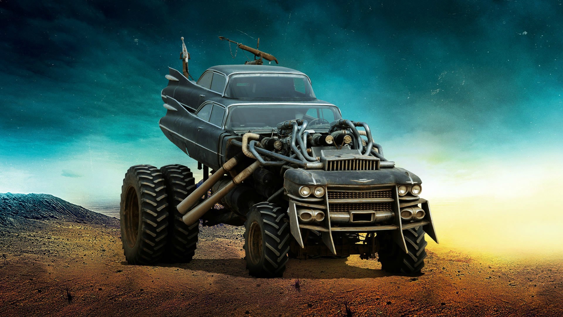 Mad Max: Fury Road, Gigahorse, Cadillac, Deserto, Full HD, sfondo desktop