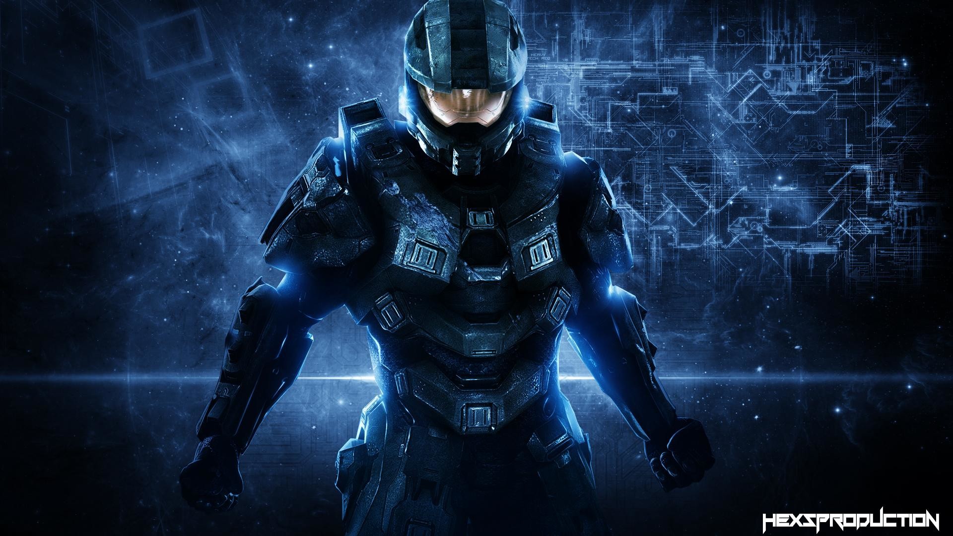 Master Chief, Halo, Blu, Arte digitale, Full HD, sfondo per PC