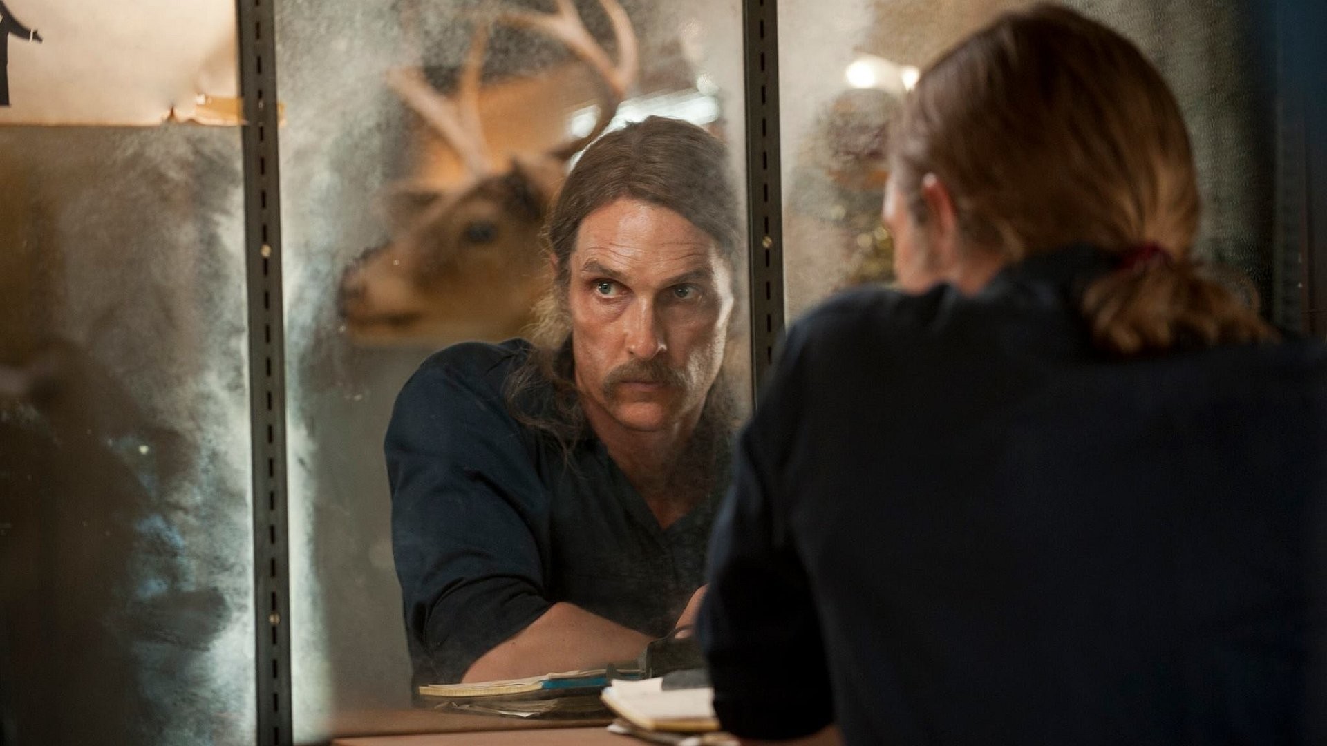 Rust Cohle, Matthew McConaughey, True Detective, Interrogatorio, Specchio, sfondo desktop 1080p