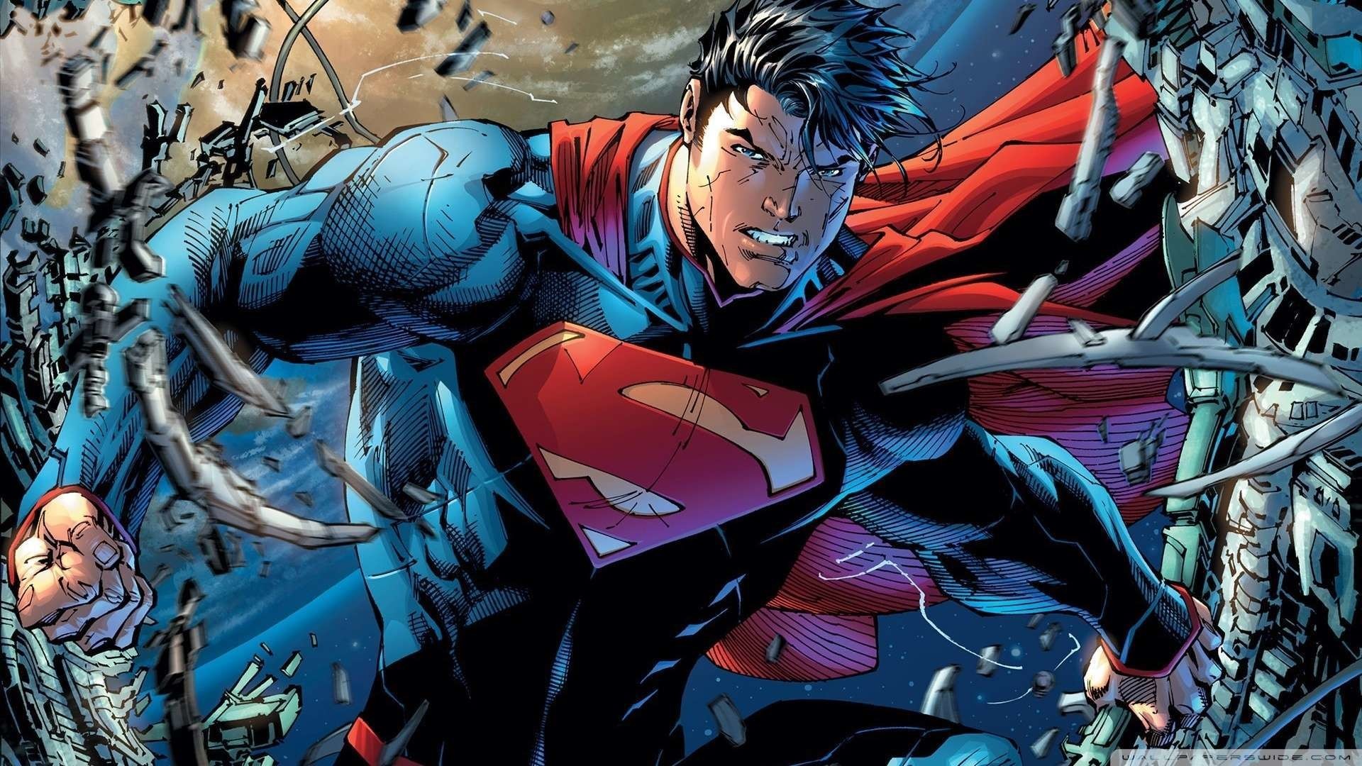 Superman, DC Comics, Fumetto, Combattimento, Detriti, Full HD, sfondo per portatile
