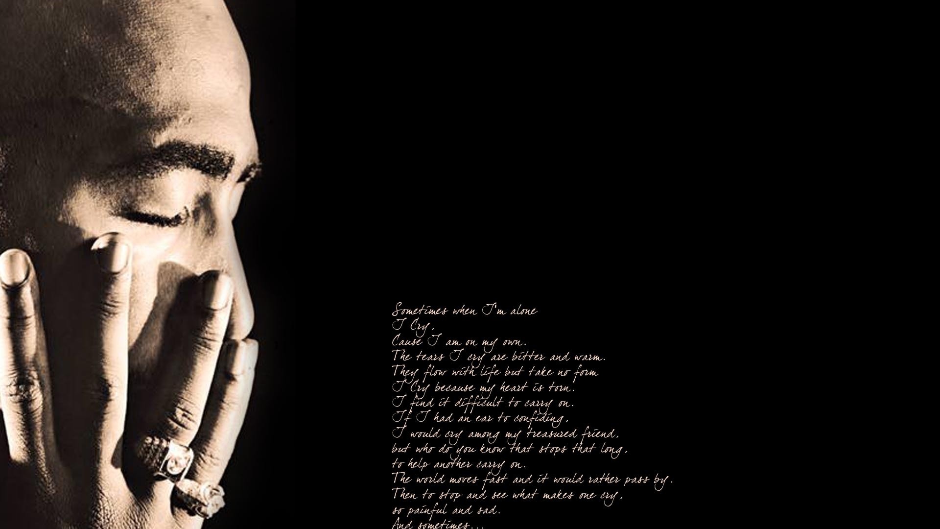 Tupac Shakur, 2Pac, Poesia, Sfondo nero, 16:9 Full HD, wallpaper widescreen