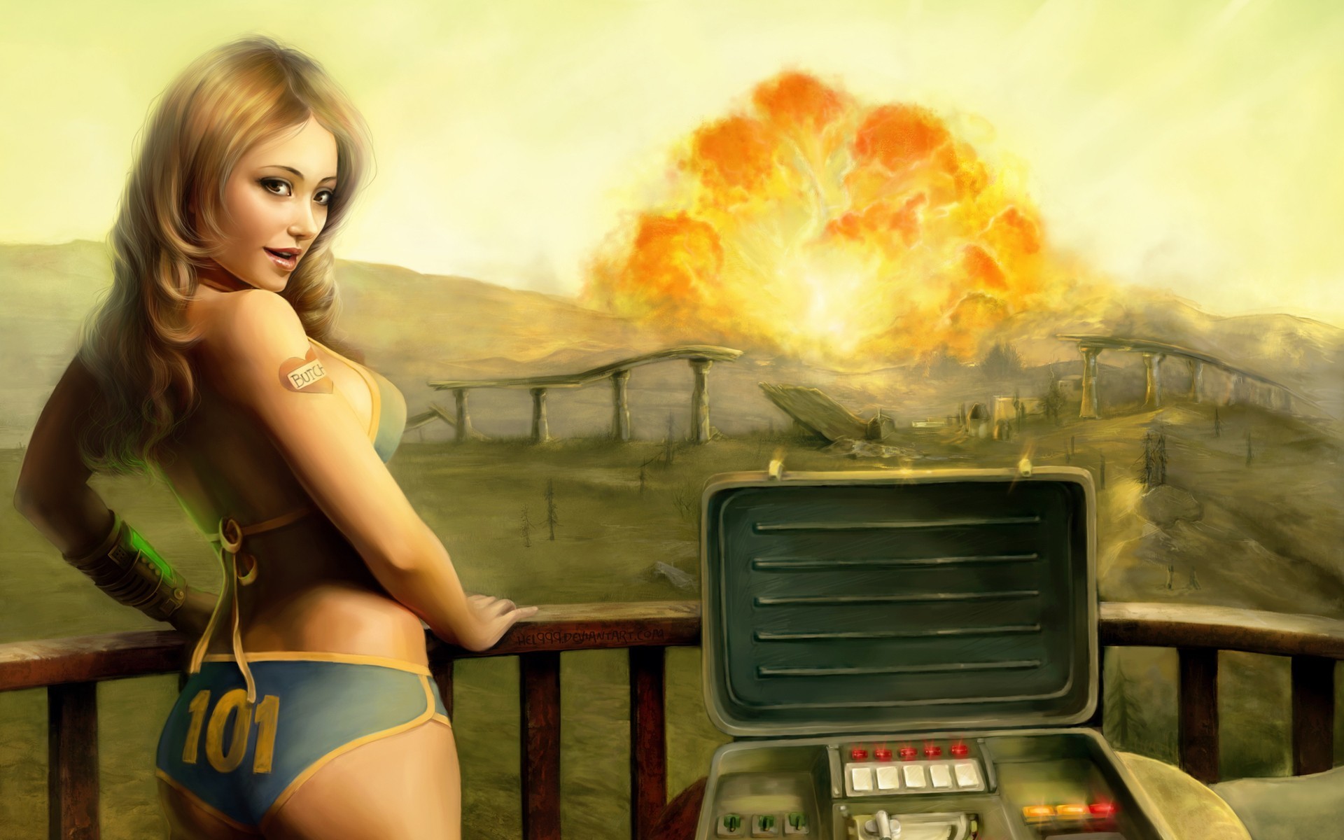 Fallout, Fan art, Vault 101, Esplosione nucleare, Full HD, sfondo per PC