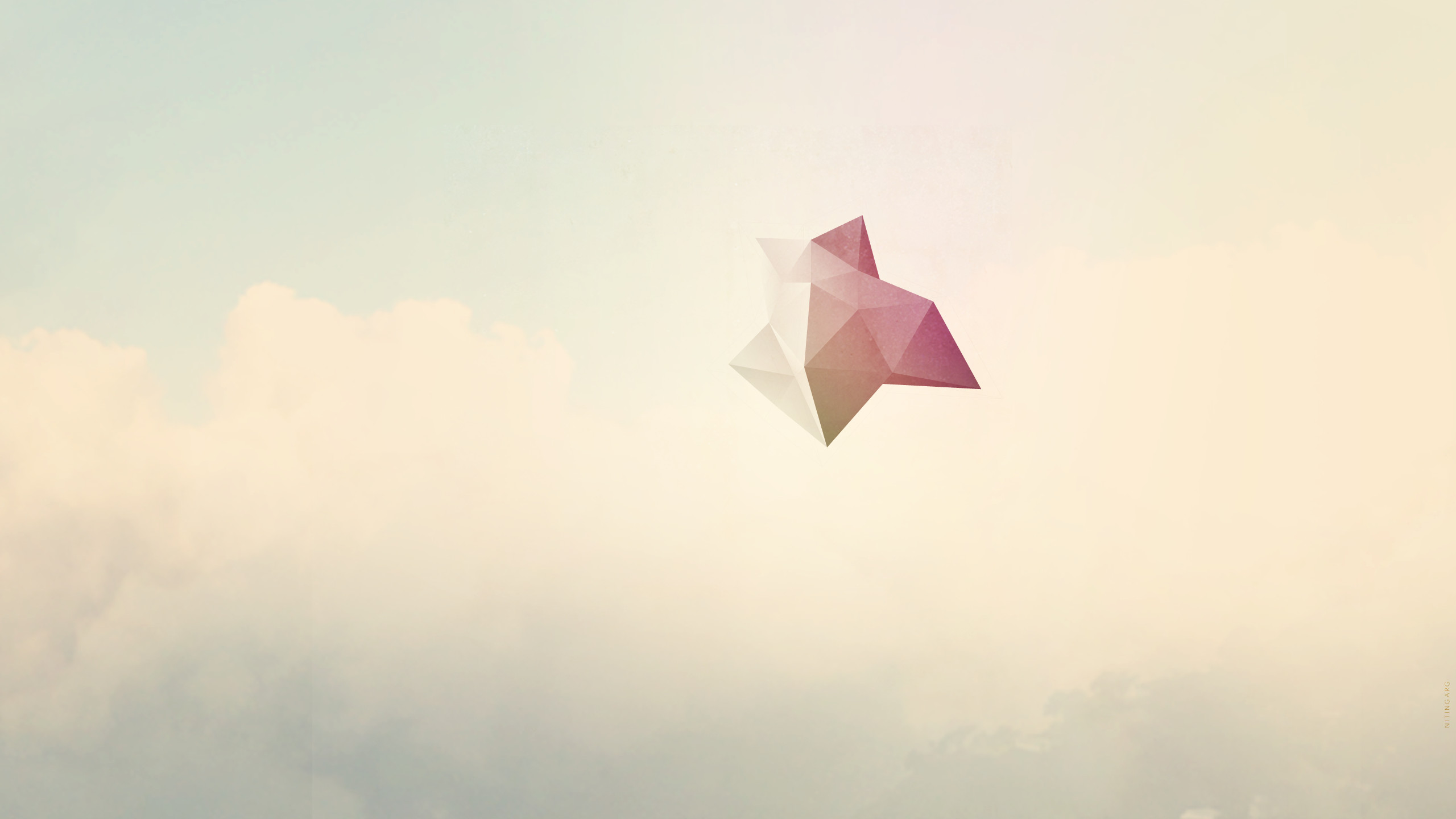 Poligono low poly, Nuvole, Minimalismo, Toni pastello, 2560x1440, immagine di sfondo