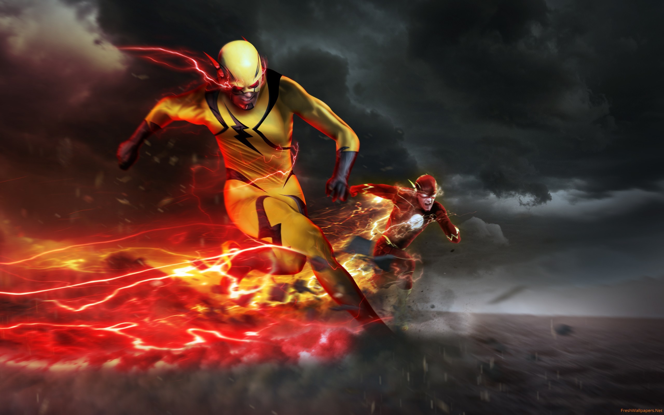 Reverse-Flash, Flash, Corsa, Fuoco, 2K, sfondo per portatile