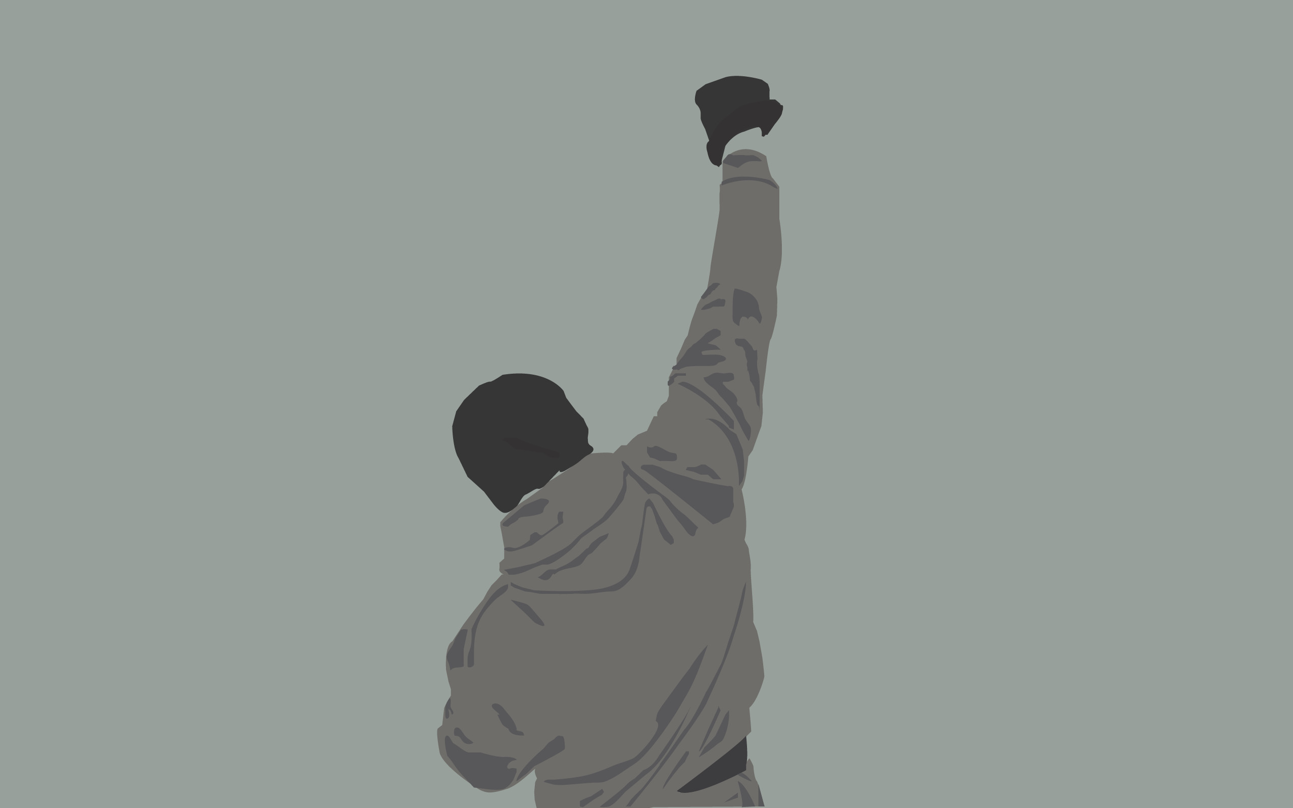 Rocky Balboa, Pugno alzato, Minimalista, Grigio, 2K, sfondo per PC e portatile