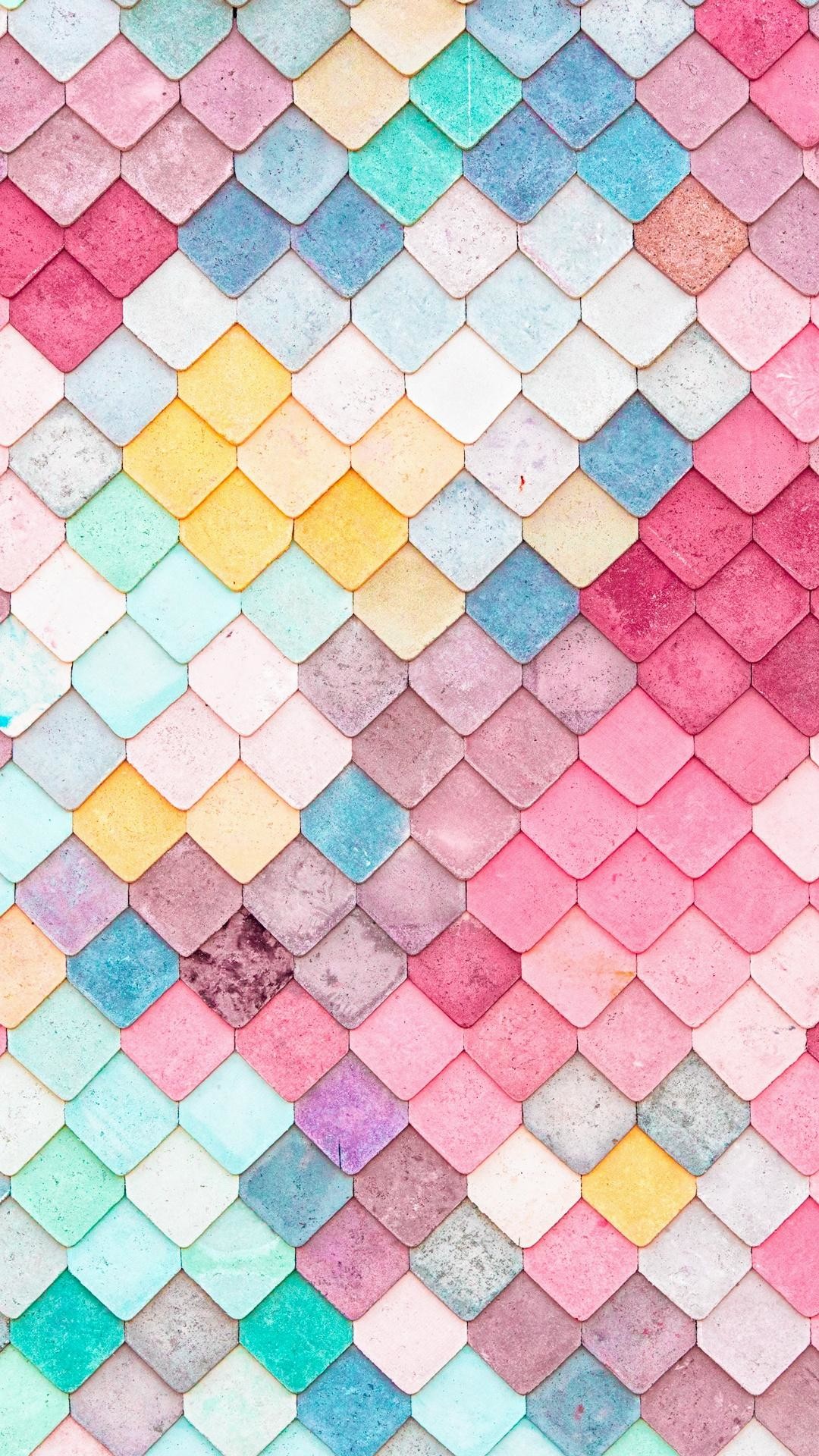 Squame di sirena, Pattern, Pastello, sfondo per iPhone