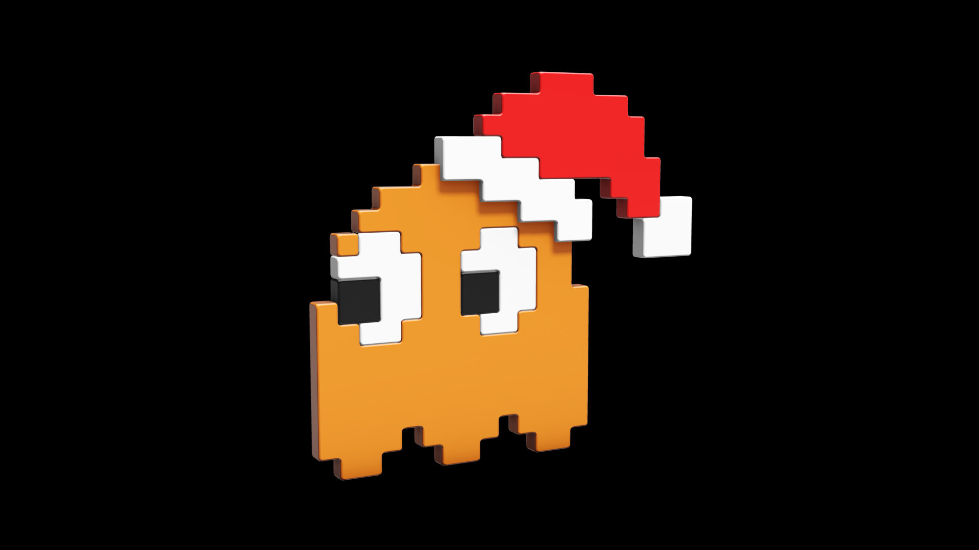 Clyde, Pac-Man, Cappello di Babbo Natale, Pixel art, Natale, 1920x1080, immagine di sfondo