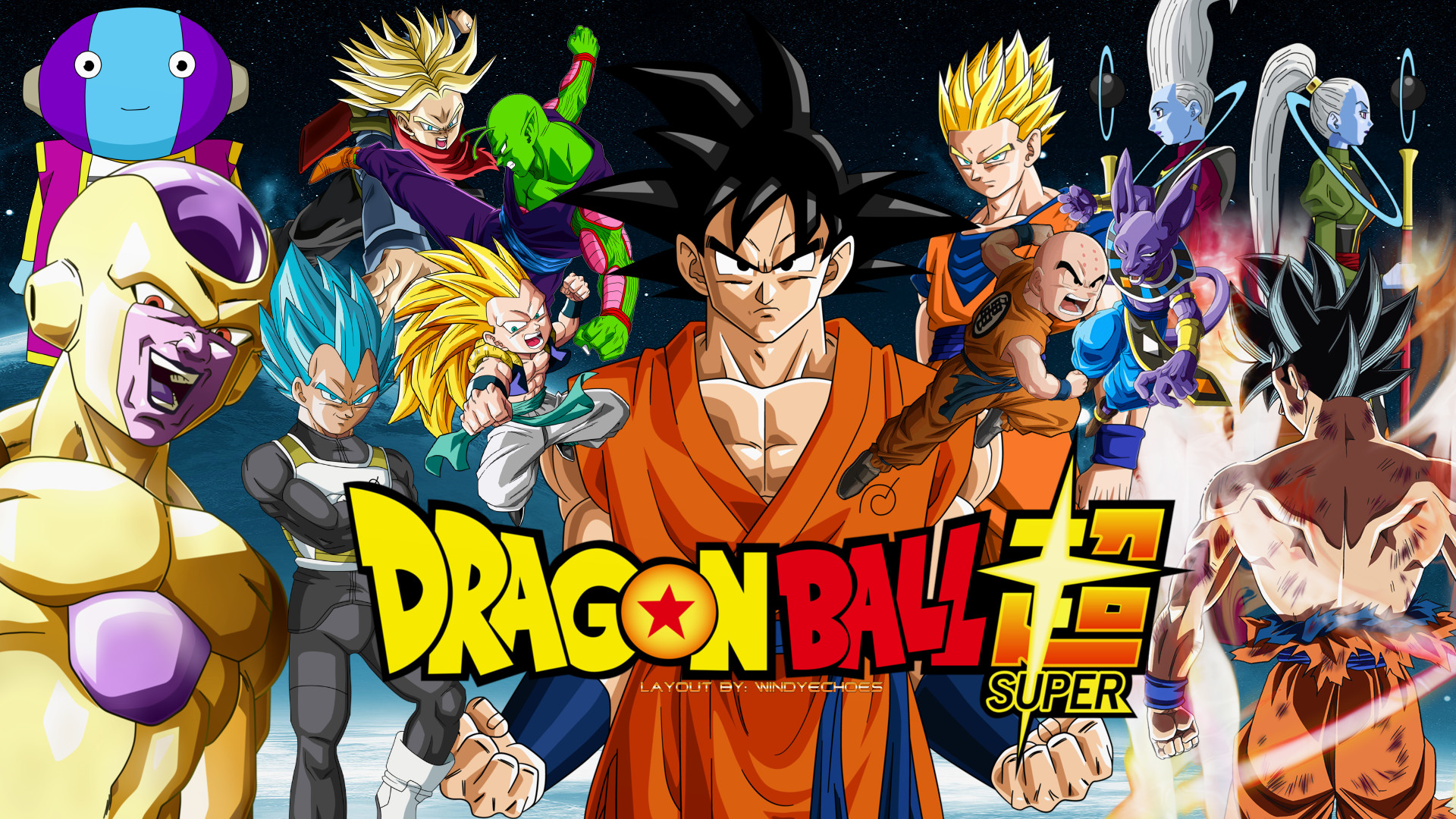 Son Goku, Golden Freezer, Beerus, Dragon Ball Super, Logo, Full HD, wallpaper desktop