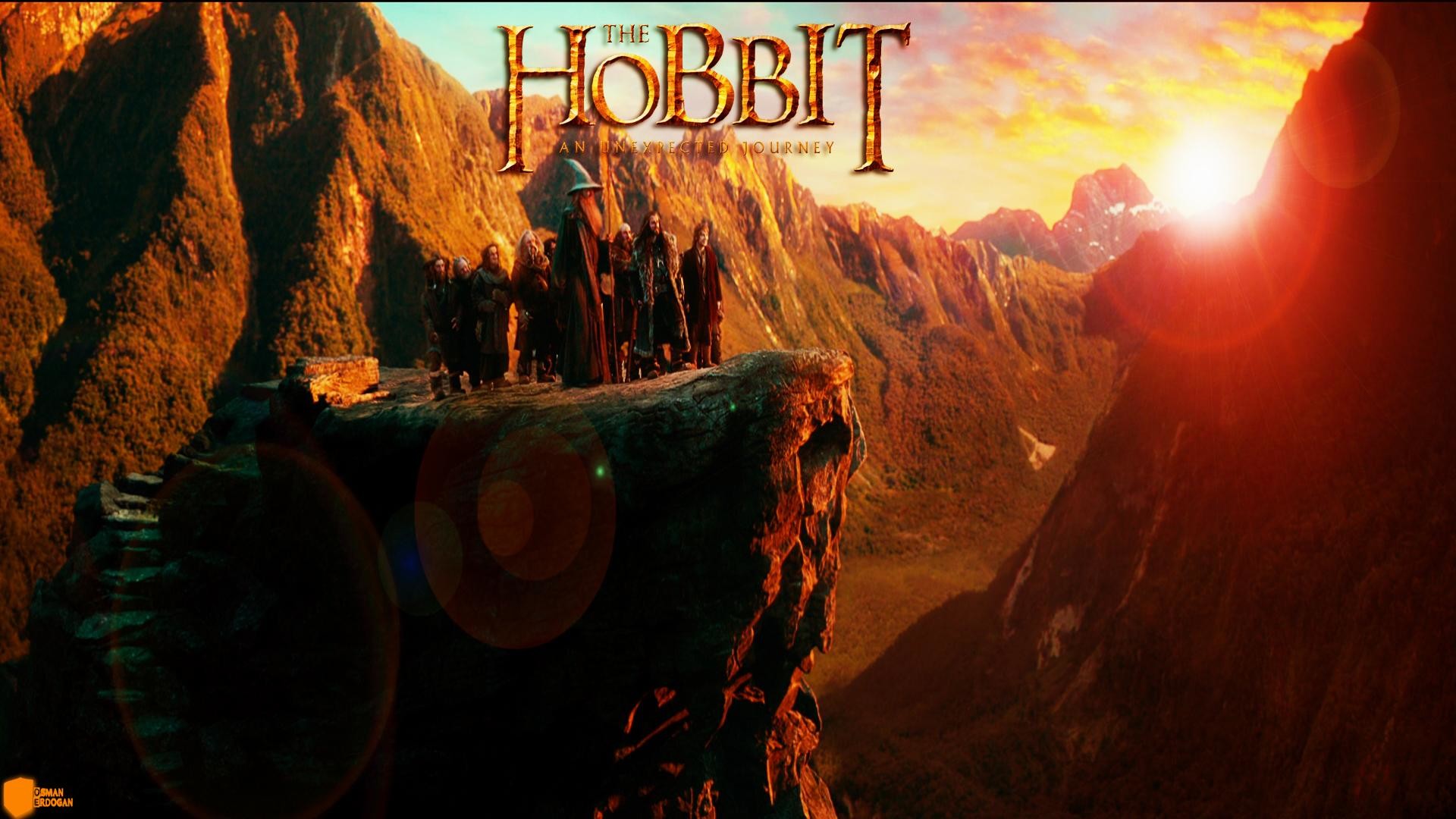 Compagnia di Thorin, Lo Hobbit, Montagne, Tramonto, Full HD, sfondo desktop