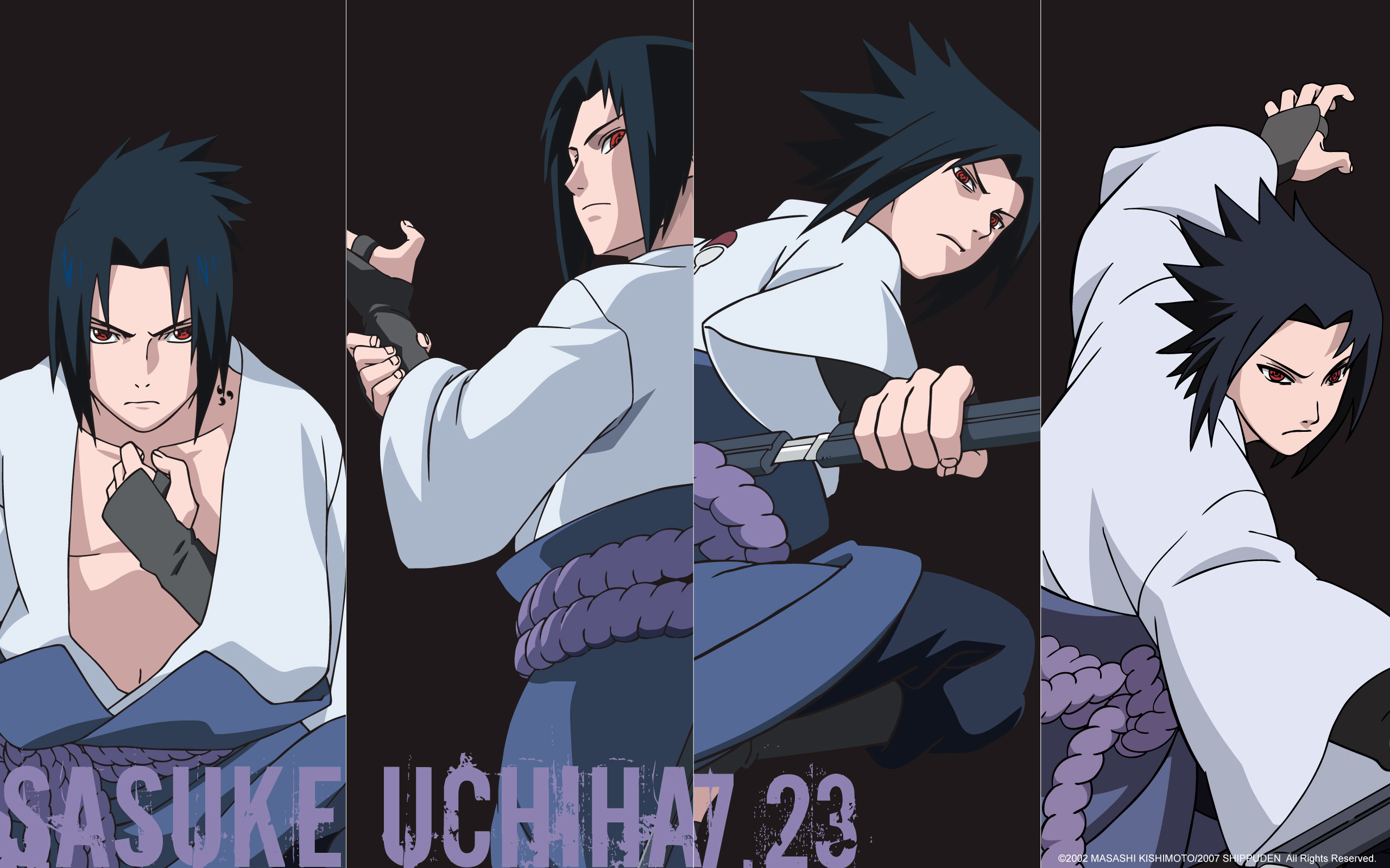 Sasuke Uchiha, Naruto Shippuden, Collage, 2560x1600, immagine di sfondo