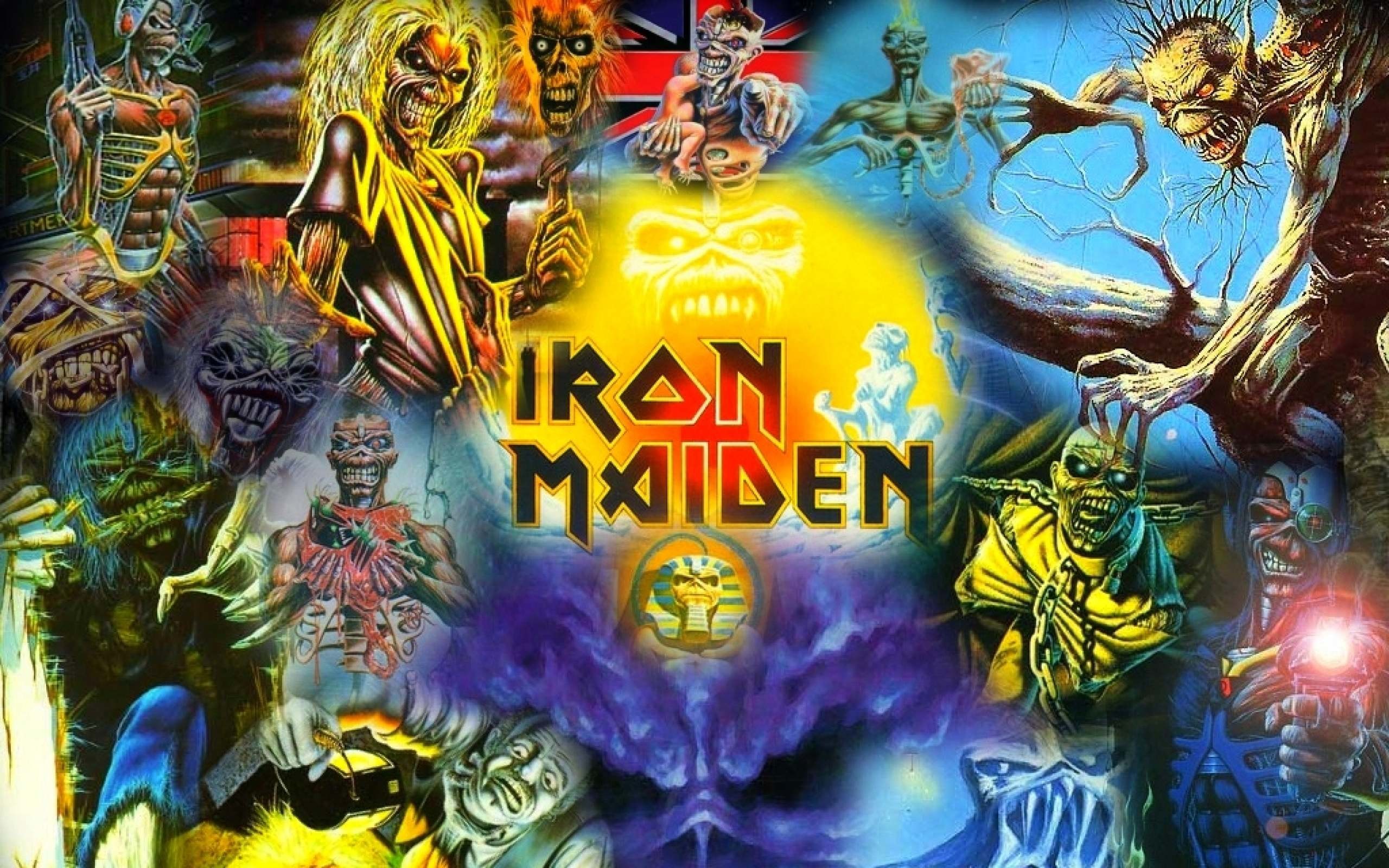Eddie, Iron Maiden, Collage, Logo, Copertine album, 2560x1600, wallpaper desktop