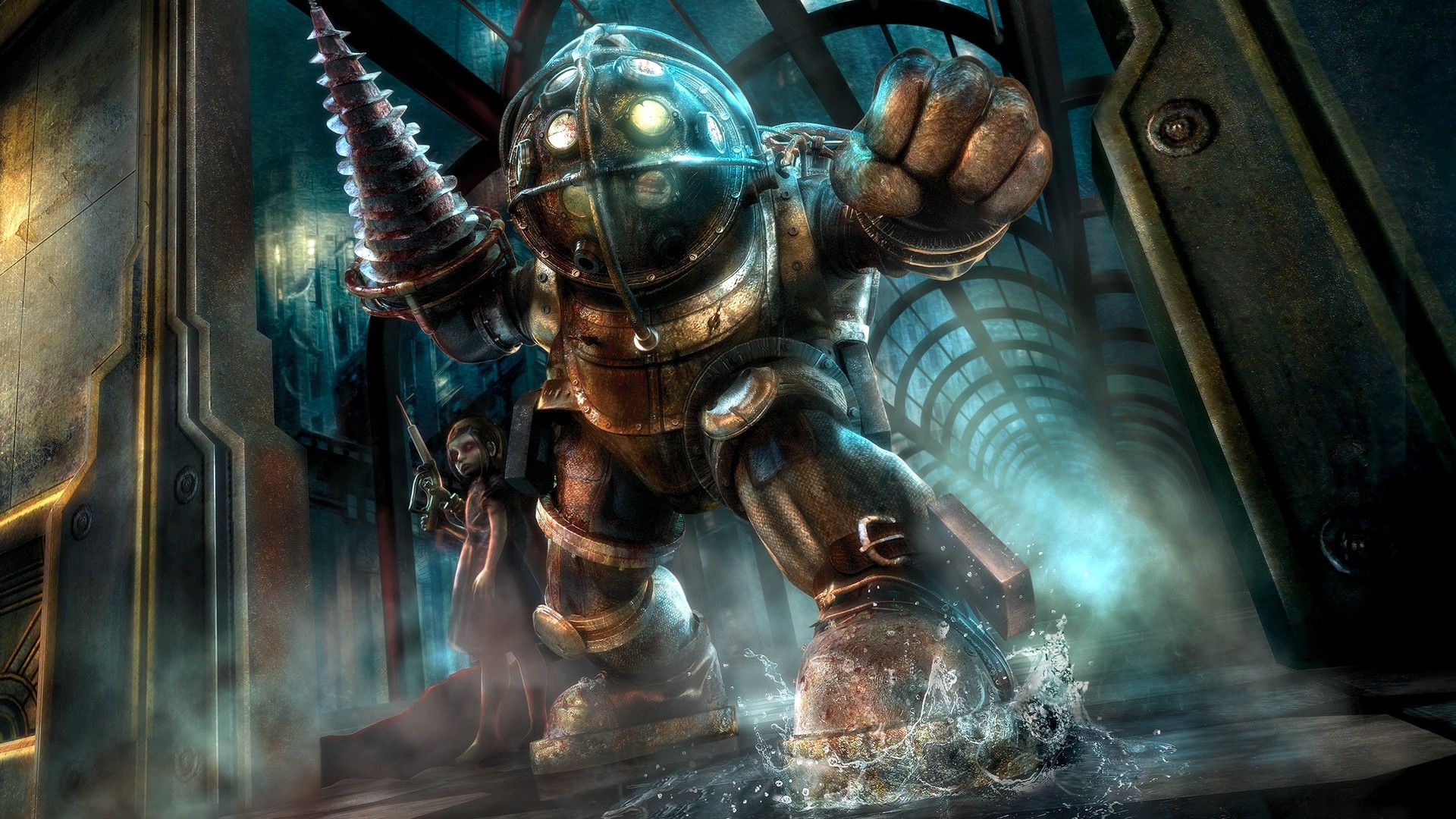 Big Daddy, BioShock, Trivella, Corridoio, Full HD, sfondo per PC