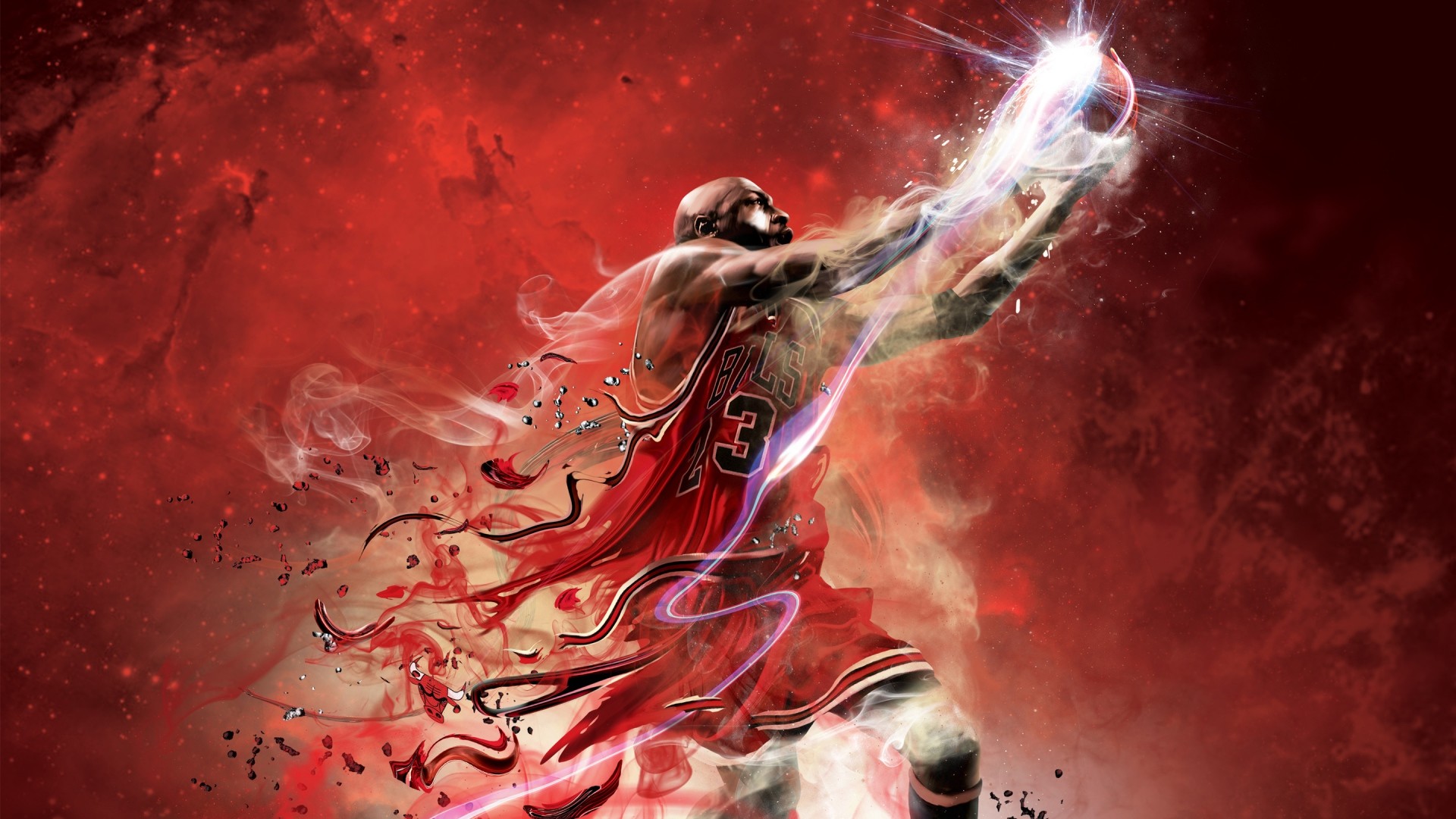 Derrick Rose, Chicago Bulls, Arte digitale, Rosso, 1920x1080, sfondo per PC