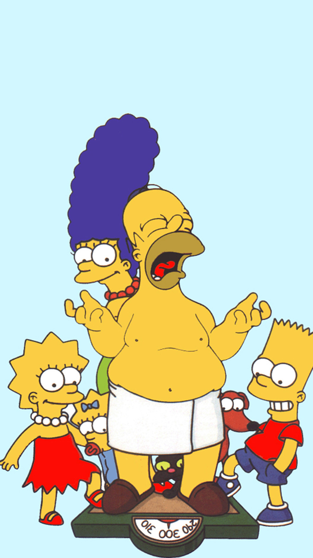Homer Simpson, Marge Simpson, Bart Simpson, Lisa Simpson, I Simpson, sfondo Full HD per cellulare