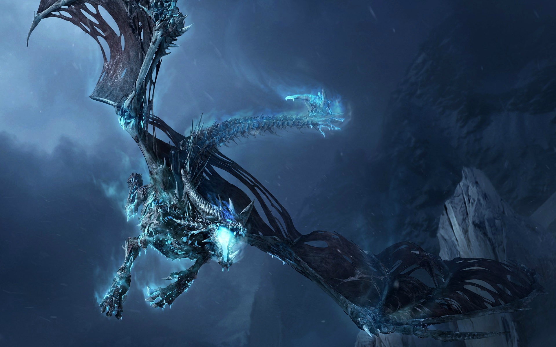Drago di ghiaccio, Volo, Montagne, Blu, 1920x1200, sfondo MacBook Pro