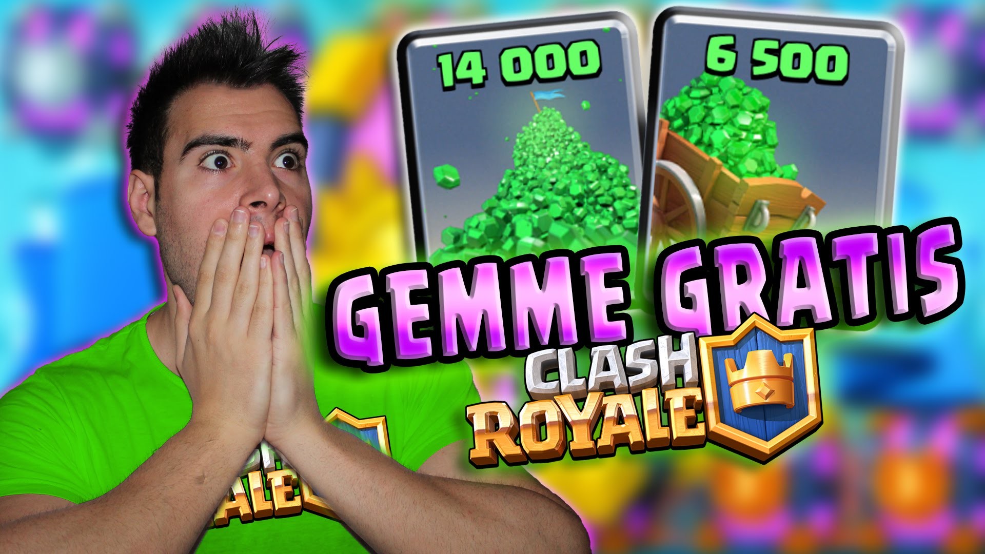 Clash Royale, Gemme gratis, YouTuber, Gemme, Stupore, 16:9 Full HD, sfondo widescreen