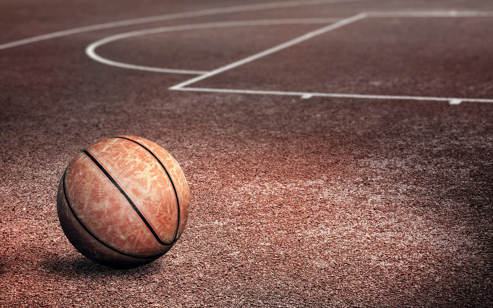 Pallone da basket, Campo da basket, Linee del campo, Full HD, sfondo Windows 11