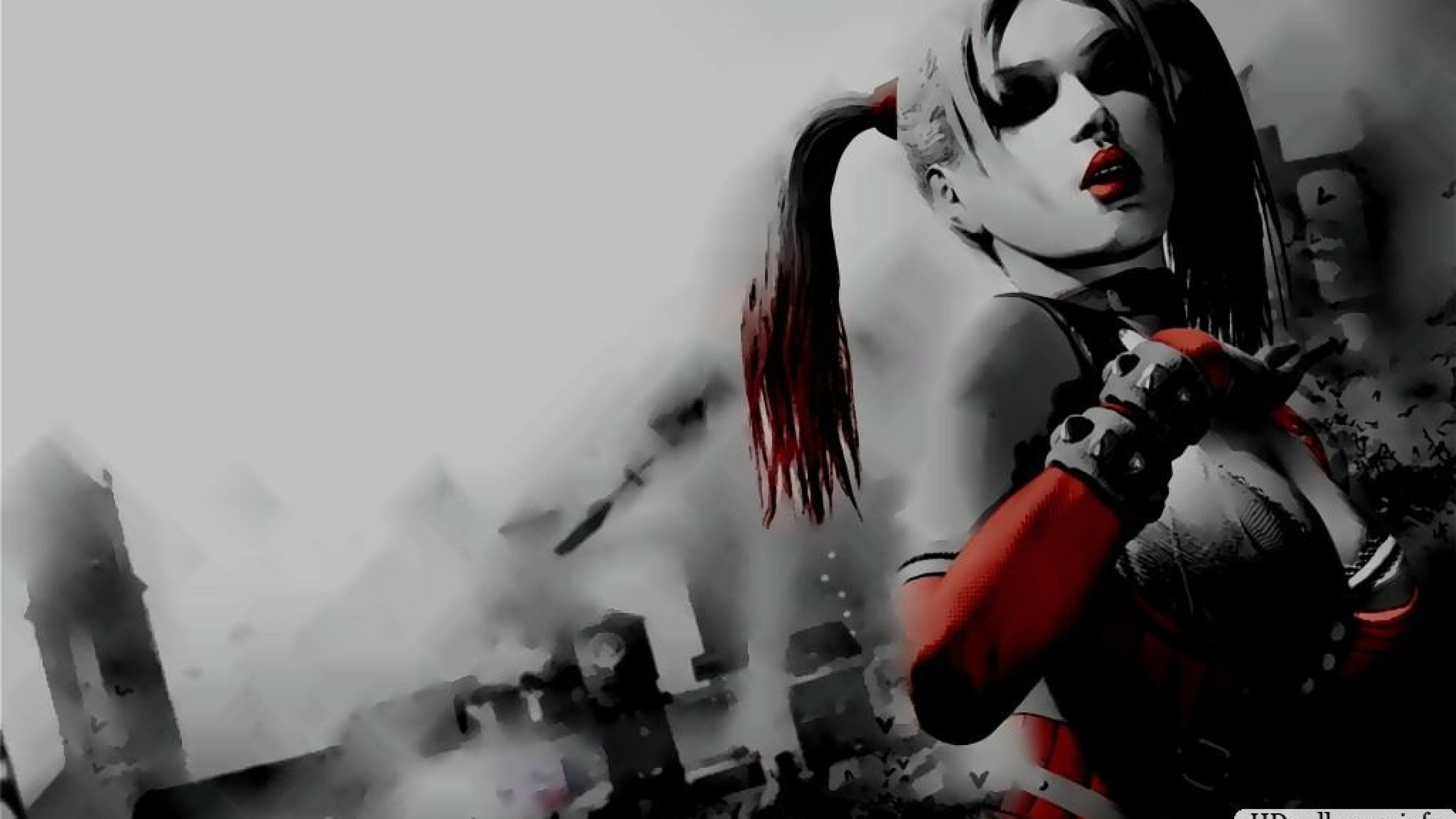Harley Quinn, Arte digitale, Bianco e rosso, 4K, sfondo Windows 11